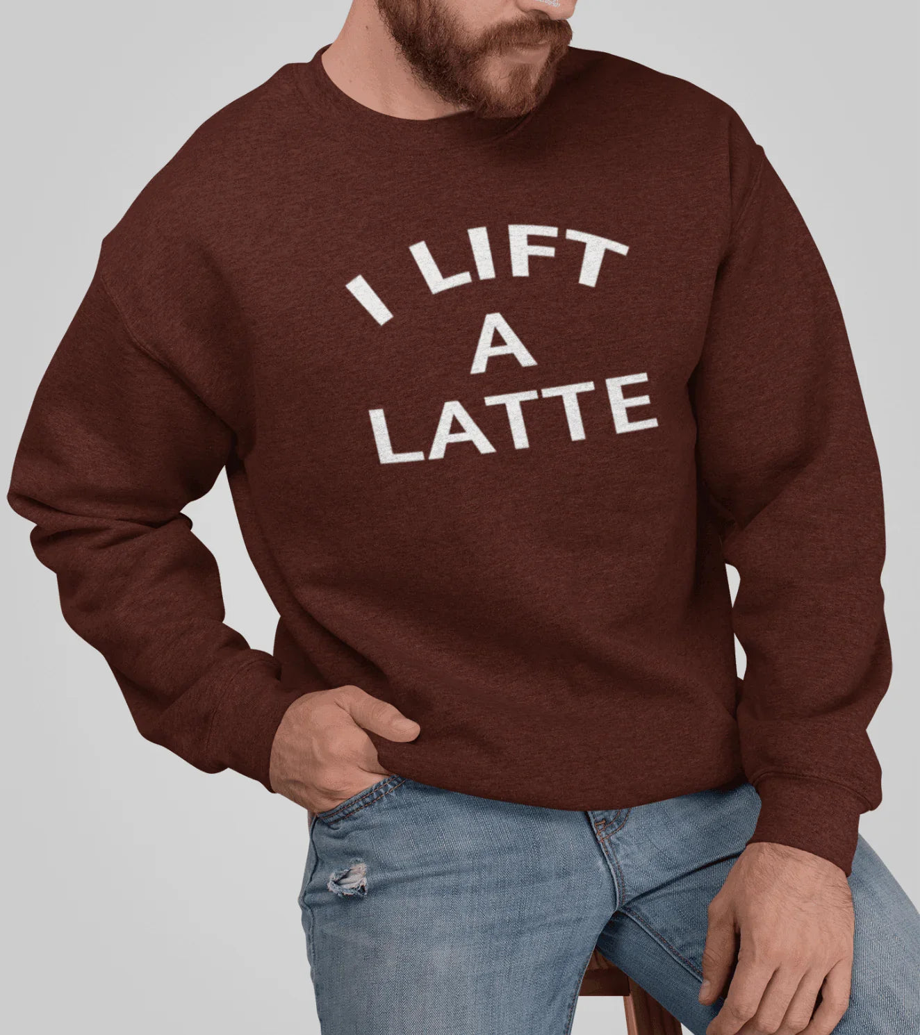 Men's I Lift A Latte Sweatshirt (Brown) - wodarmour