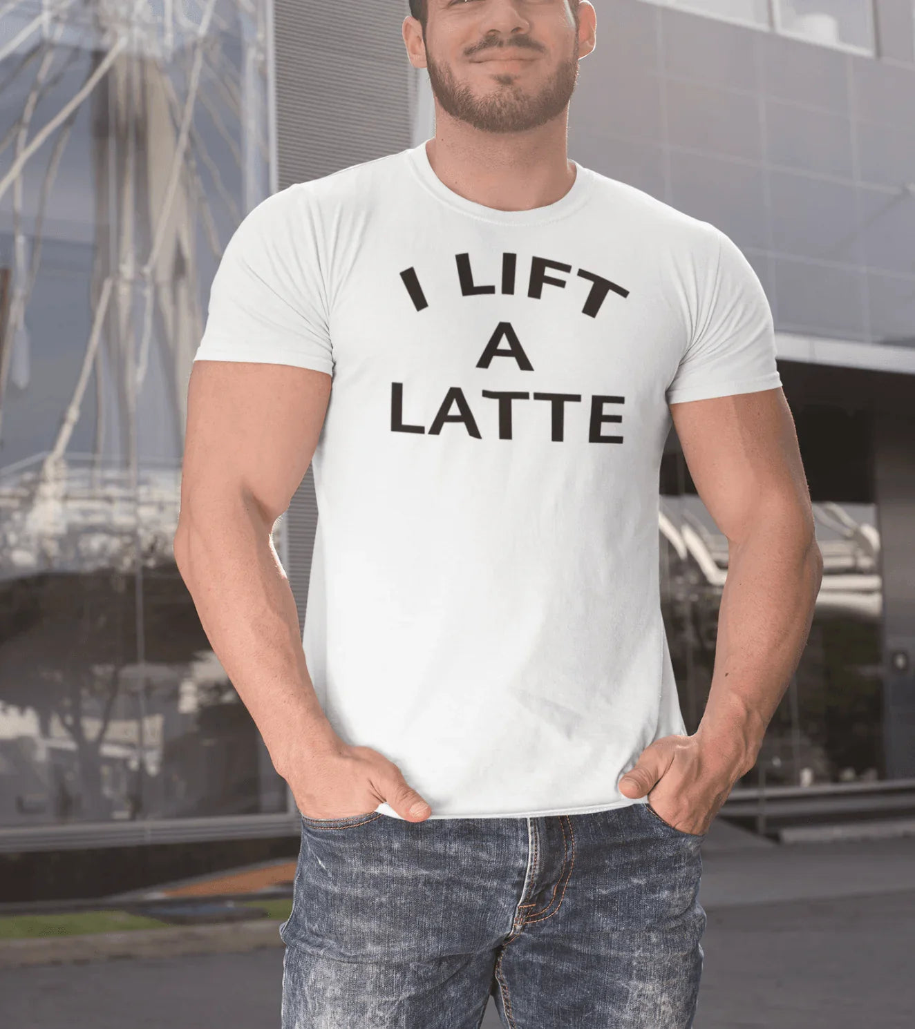 Men's "I Lift A Latte " T-Shirt (White) - wodarmour
