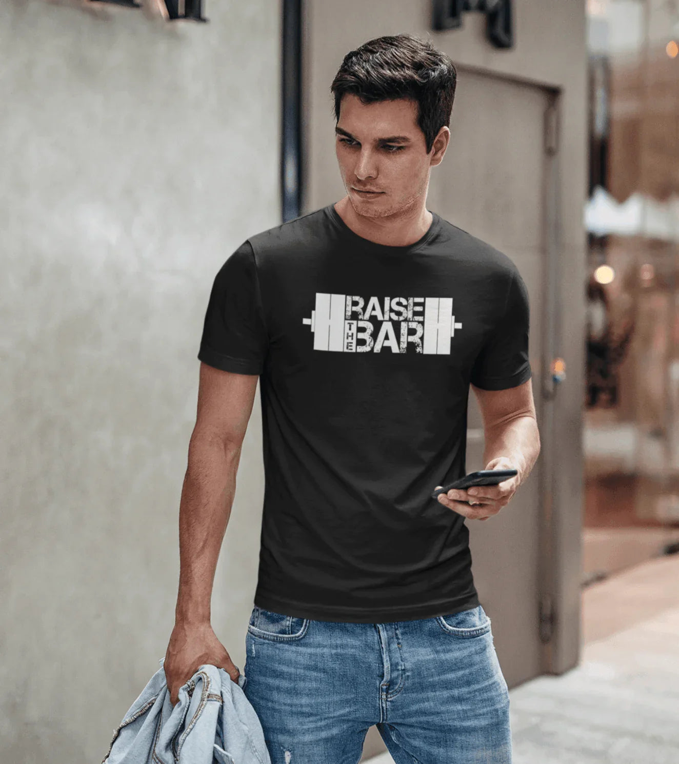 Men's "Raise The Bar" T-Shirt (Black) - wodarmour