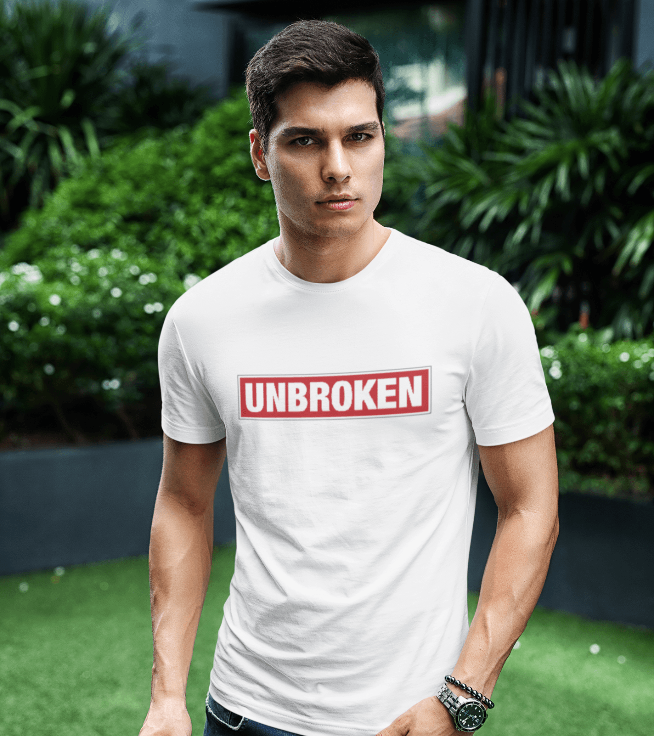 Men's "Unbroken" T-Shirt (White) - wodarmour