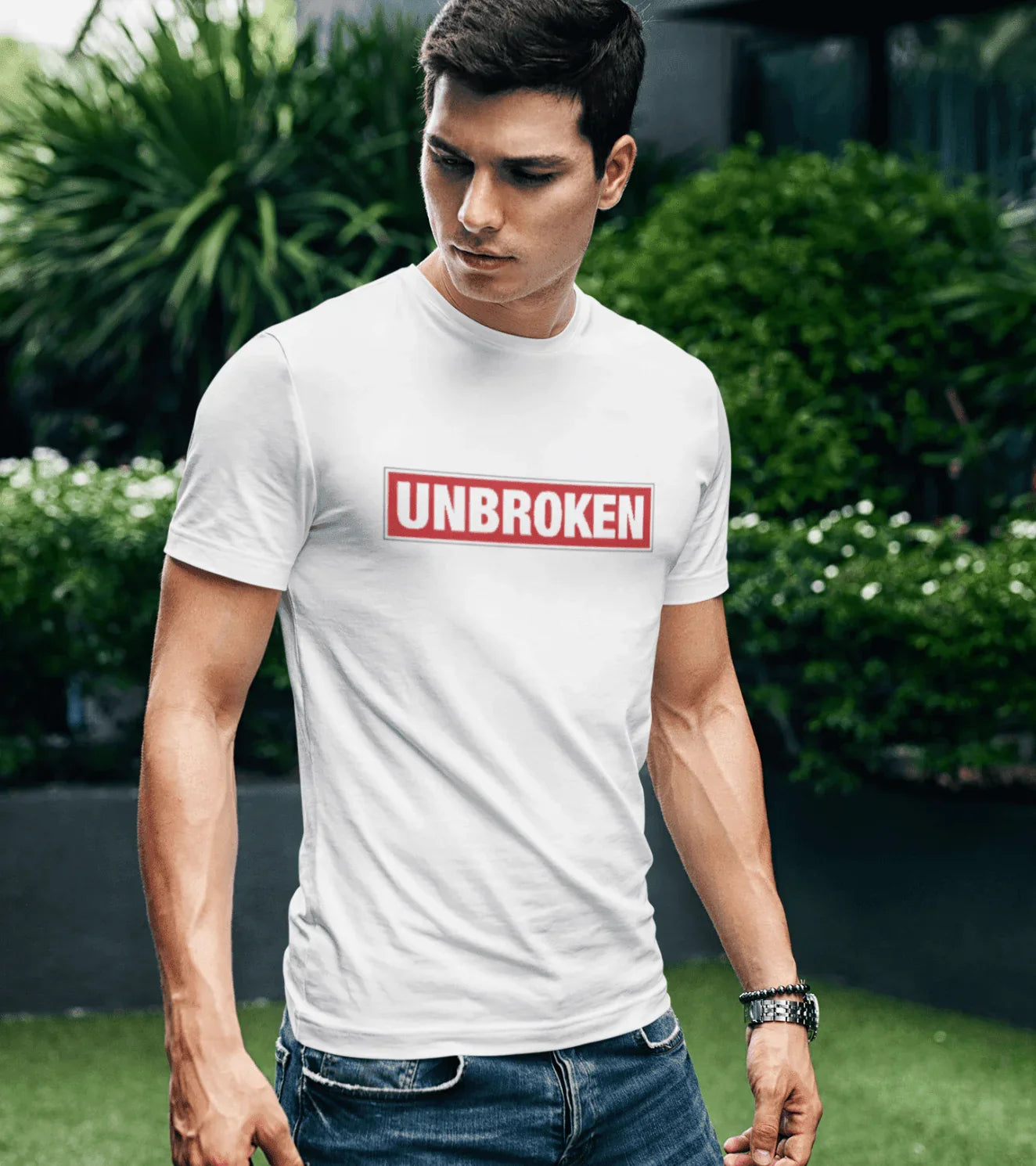 Men's "Unbroken" T-Shirt (White) - wodarmour