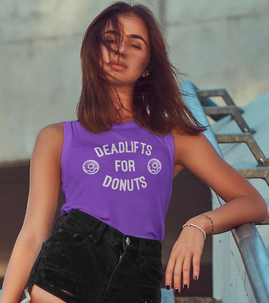 Women's Deadlift & Donut Muscle Tank (purple) - wodarmour