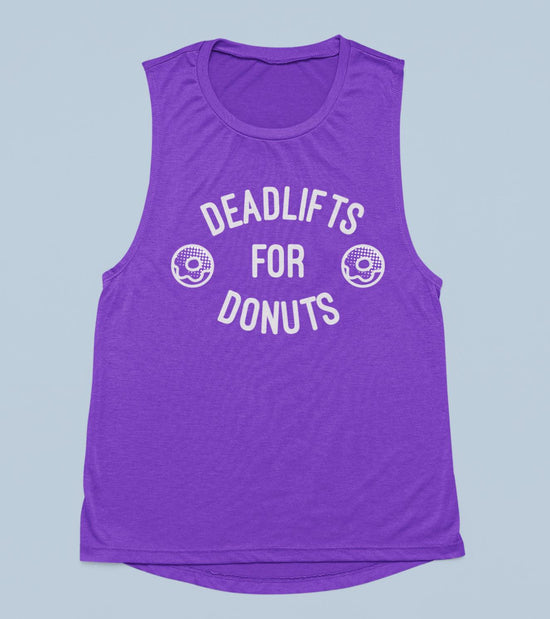 Women's Deadlift & Donut Muscle Tank (purple) - wodarmour