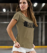 Women's Raise The Bar T-Shirt (Olive Green) - wodarmour