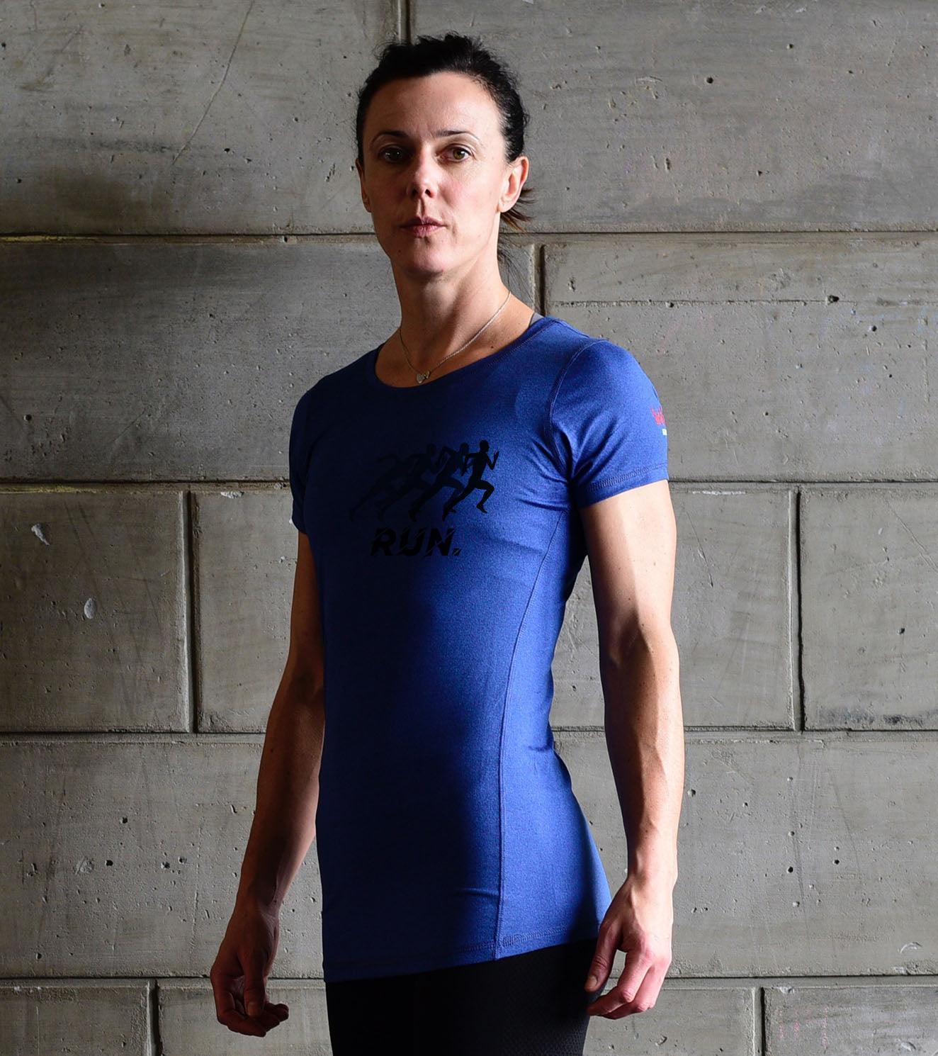 Women's Running Blue Graphic  T-shirt - wodarmour