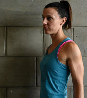 Womens Yoga graphic Tank top (Dodger Blue) - wodarmour