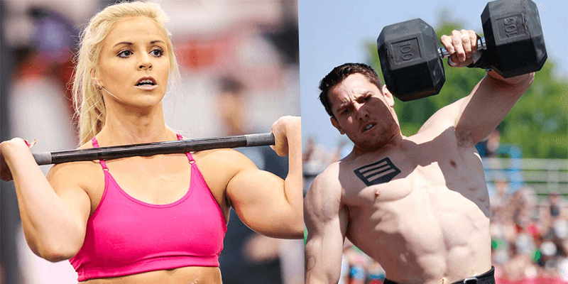 Female and male CrossFit athletes weightlifting, showcasing strength and functional fitness outdoors