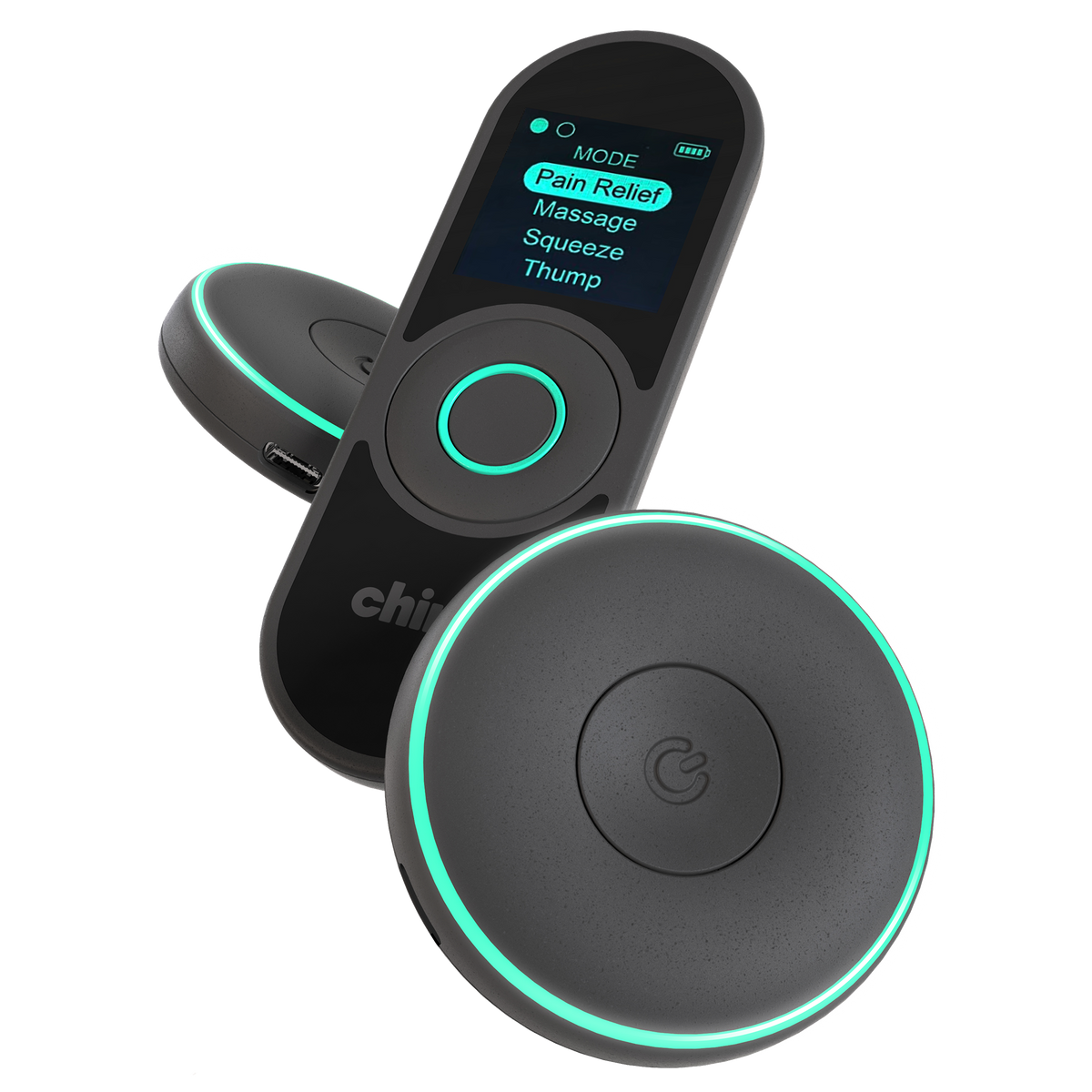 Chirp Halo wireless TENS + EMS muscle stimulator with two Halo pucks and remote