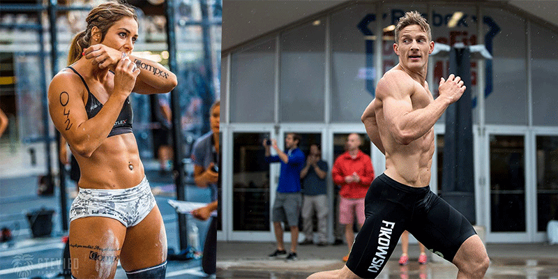 Male and female athletes in outdoor fitness competition, focused on performance and endurance