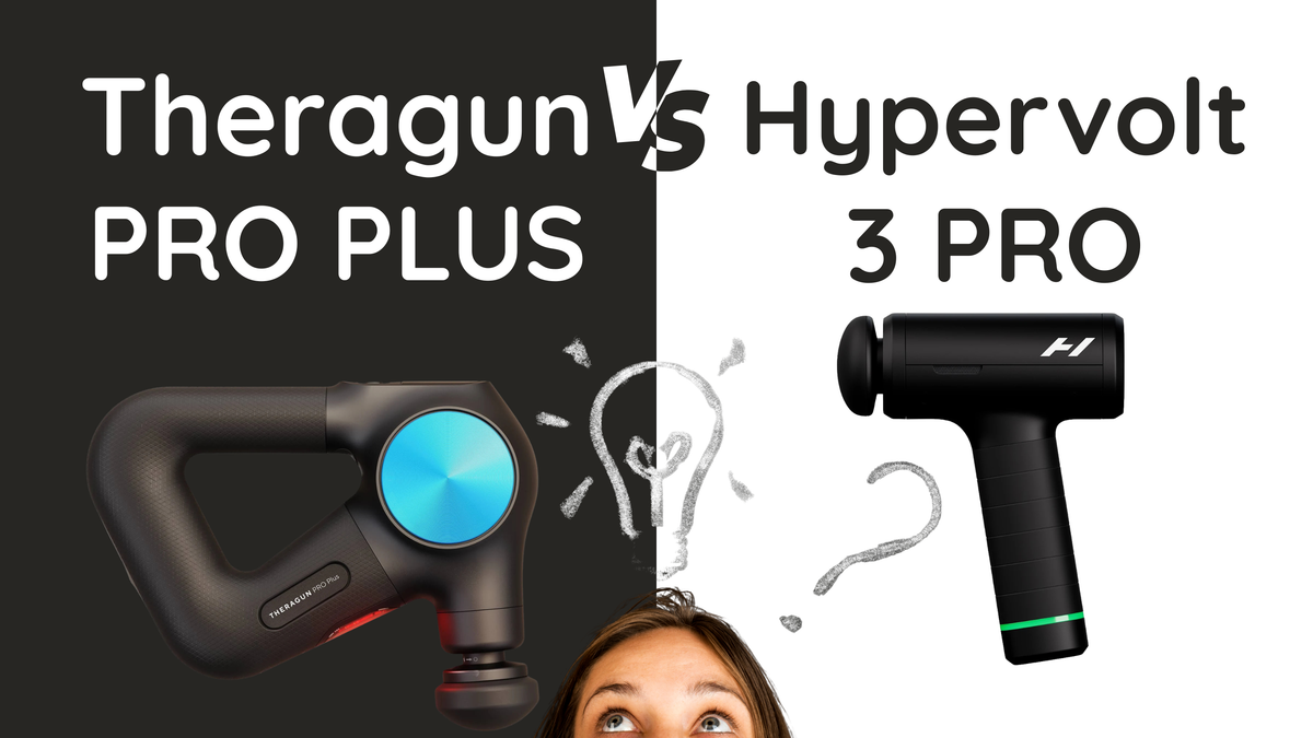 Comparison between Theragun PRO PLUS and Hypervolt 3 PRO massage guns.
