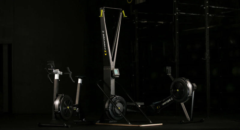 Concept 2 SkiErg, BikeErg, and Rowing machine for functional fitness training