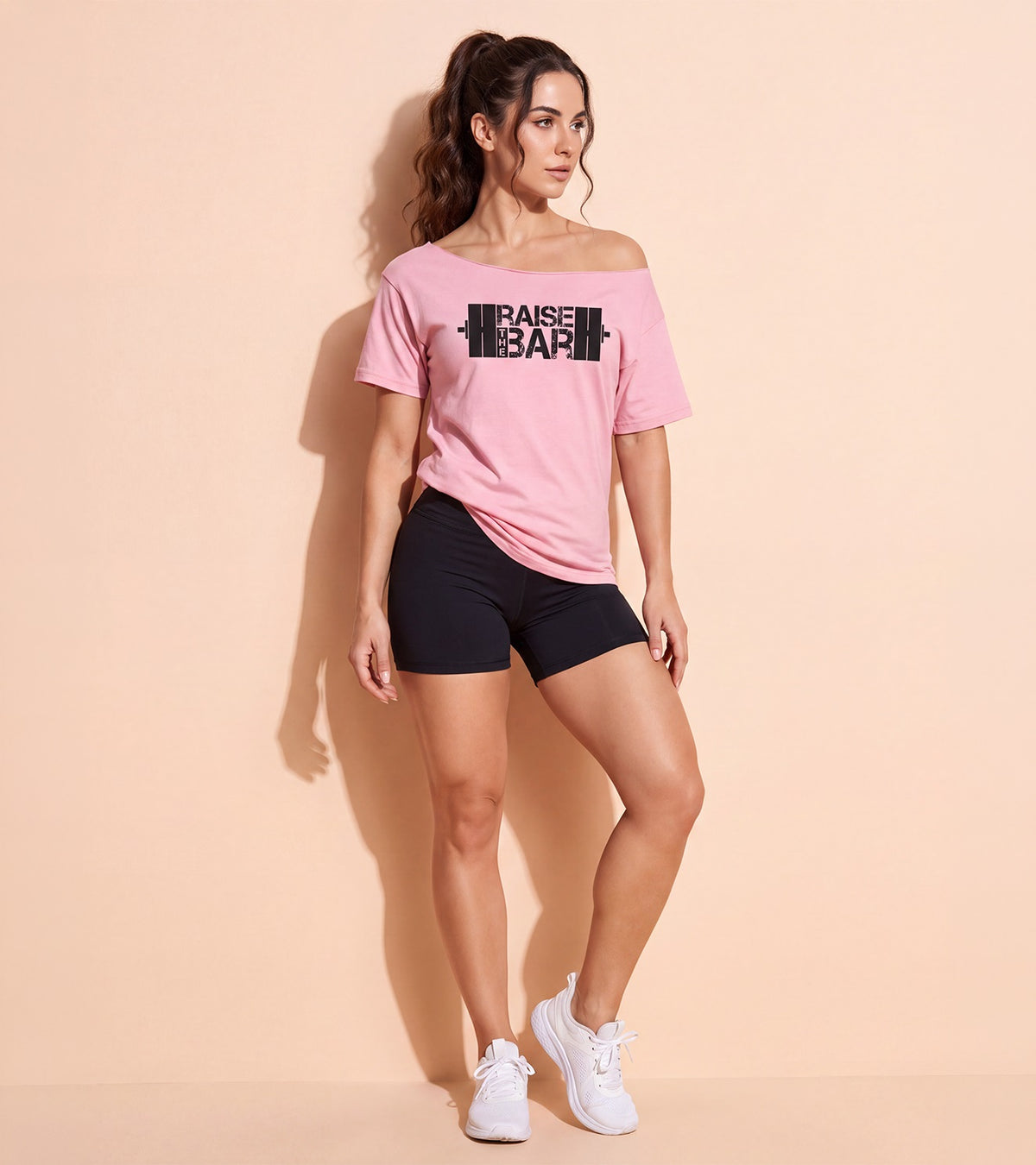 Women's Off-Shoulder RAISE THE BAR T-Shirt – image 4