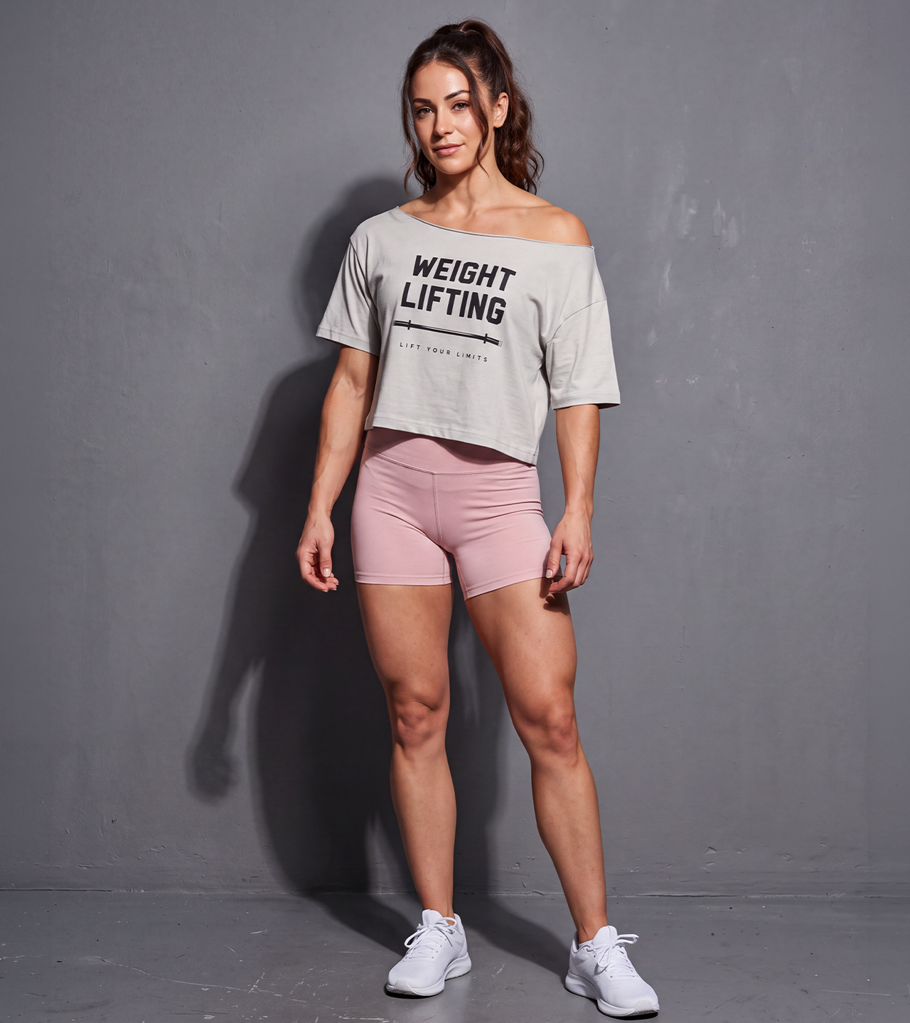 Women's Off-Shoulder WEIGHT LIFTING Crop T-Shirt