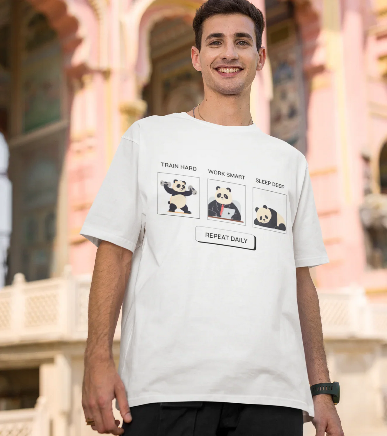 Panda Graphic Oversized Tee For Men