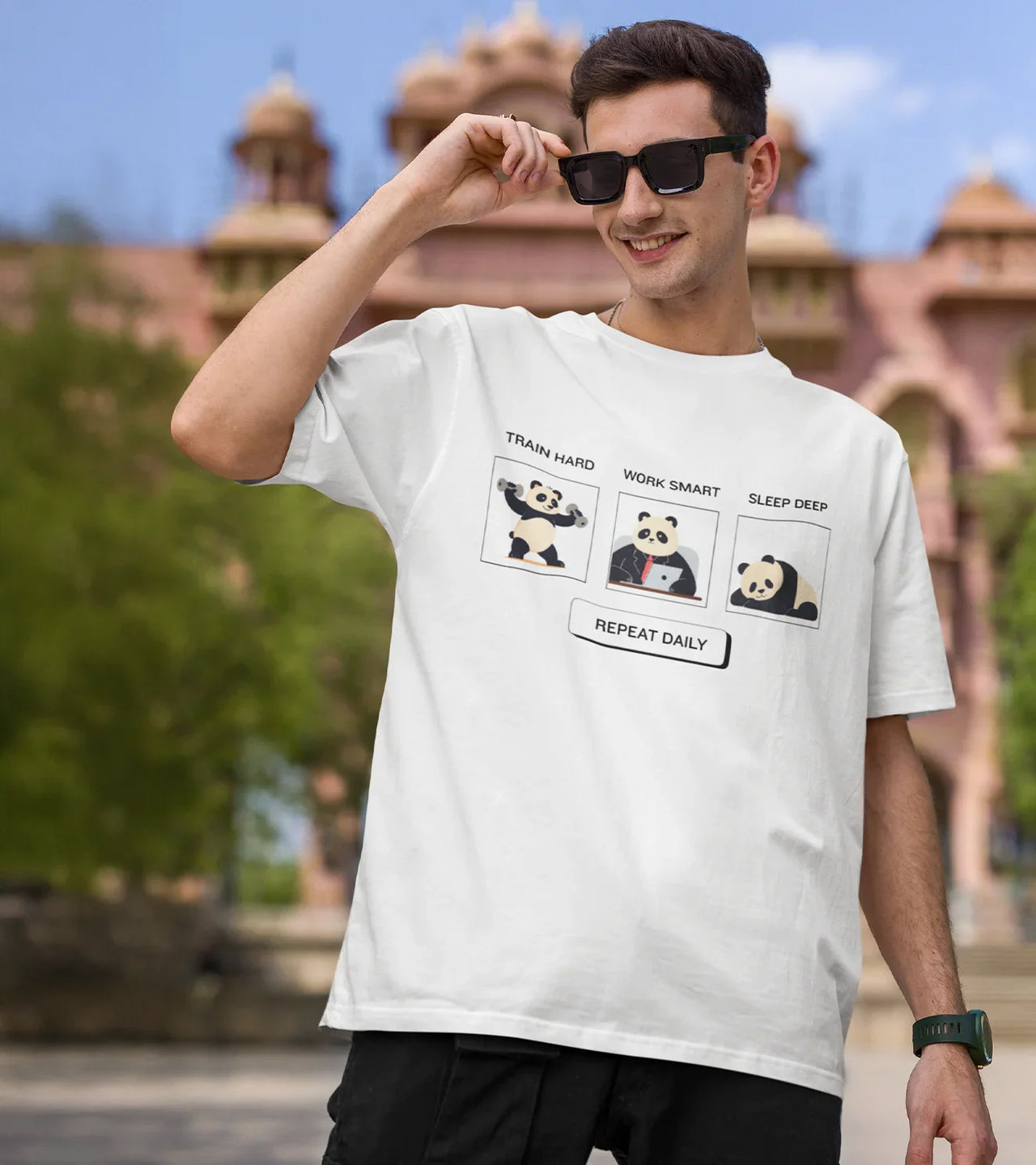 Panda Graphic Oversized Tee For Men