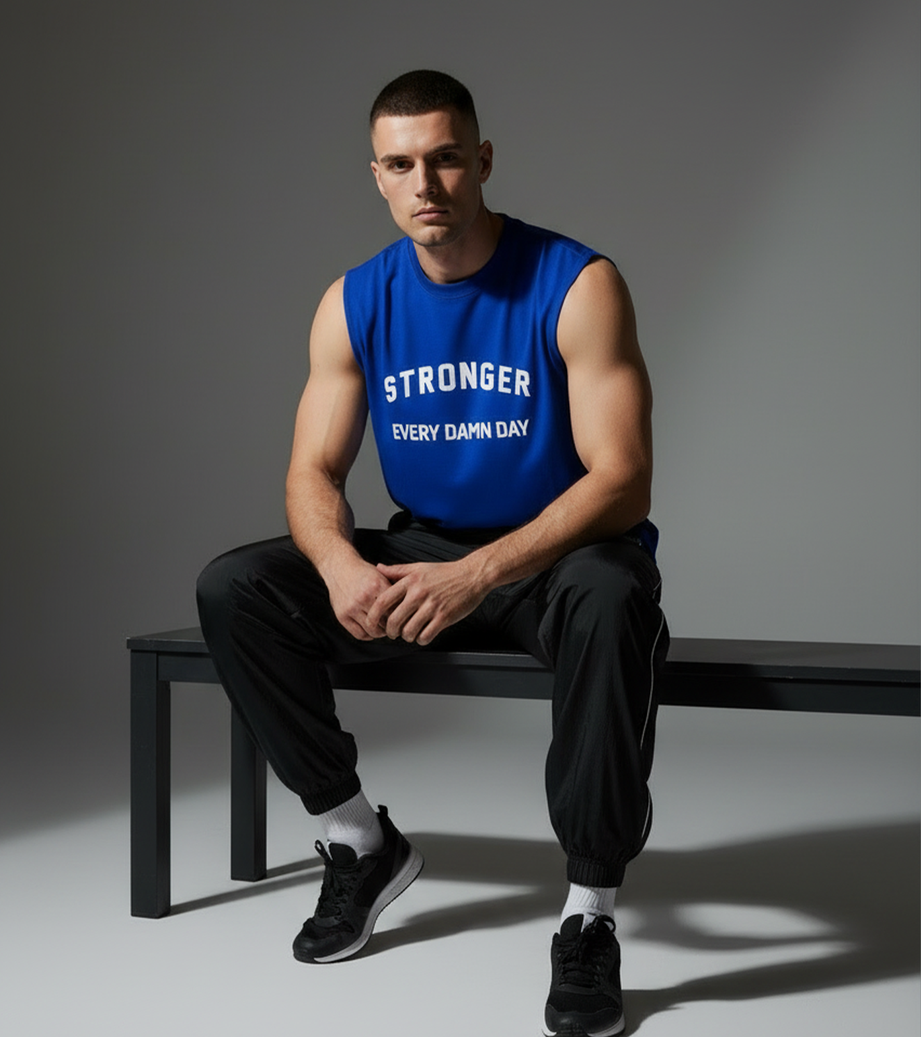 Men's sleeveless Blue tank top ( stronger) - wodarmour