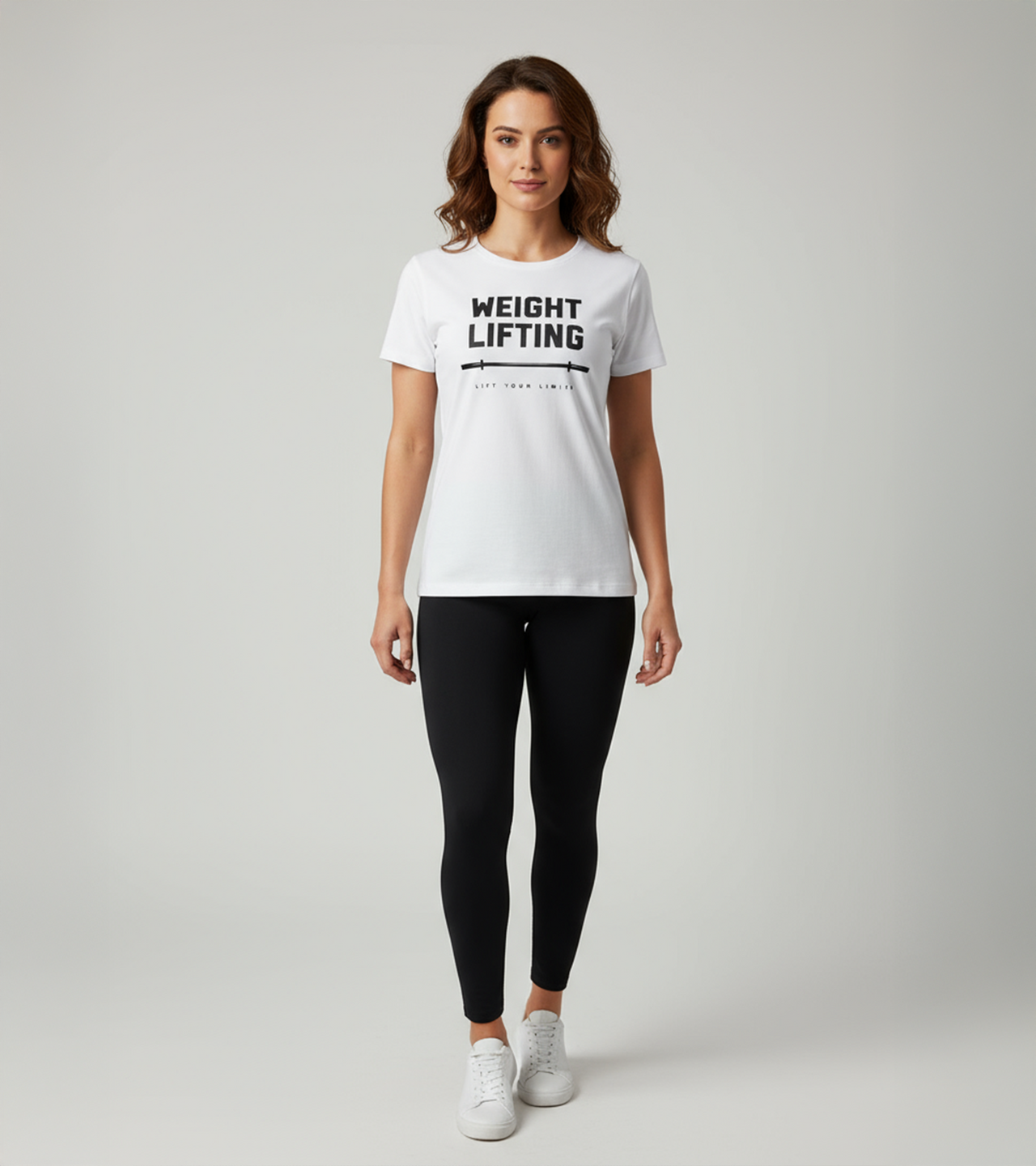Women's White Weight Lifting T-shirt