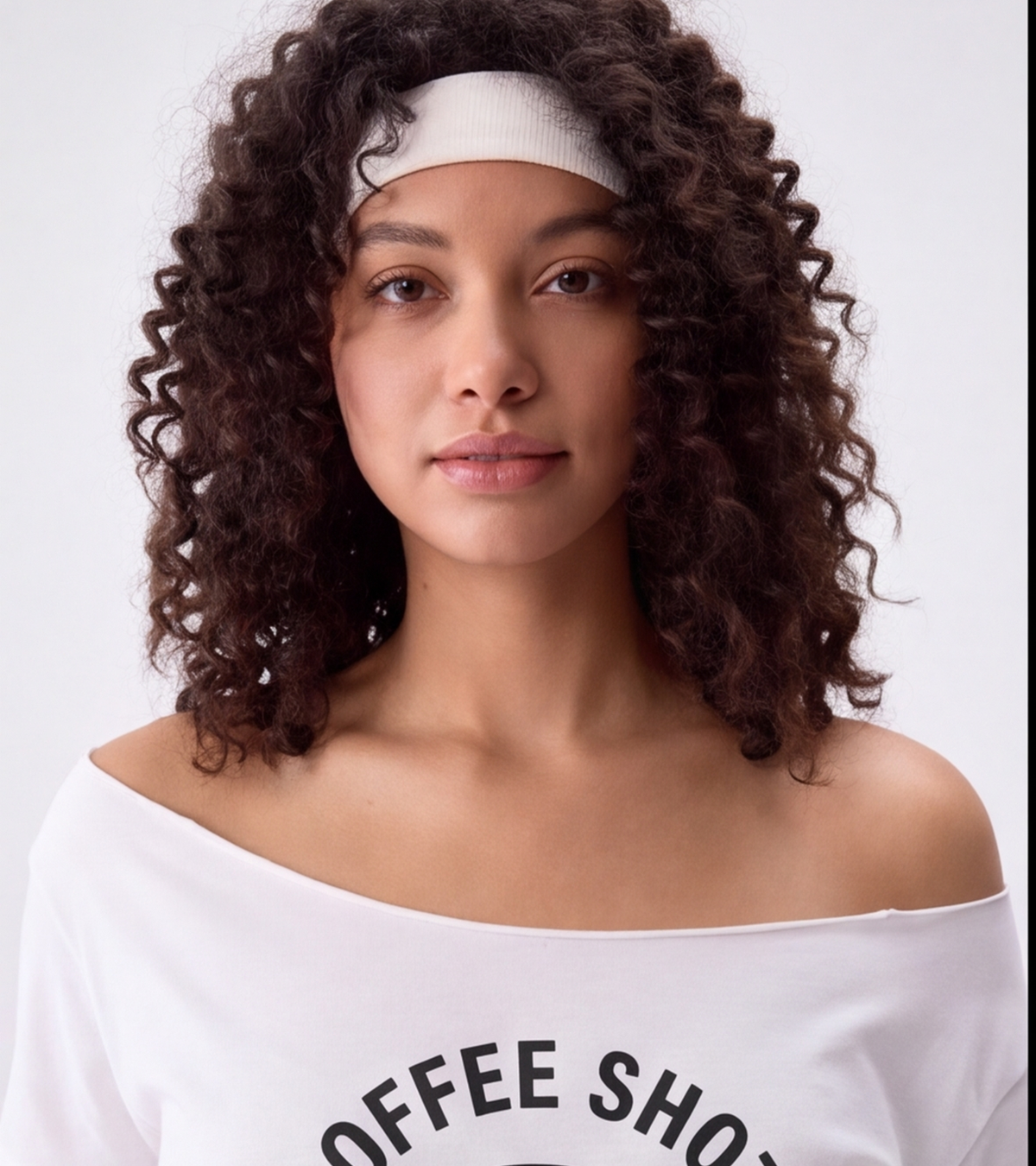 Women's oversized off shoulder coffee tshirt – image 6