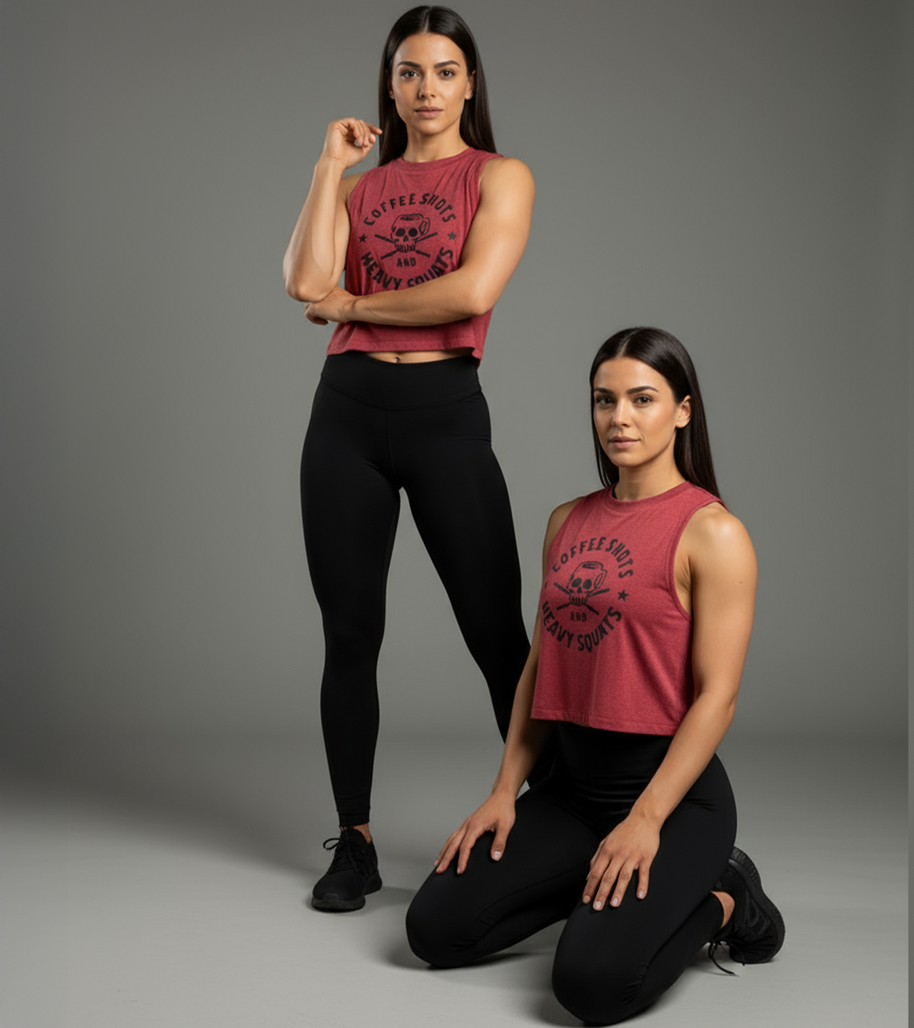 Women's crop muscle tank top Coffee