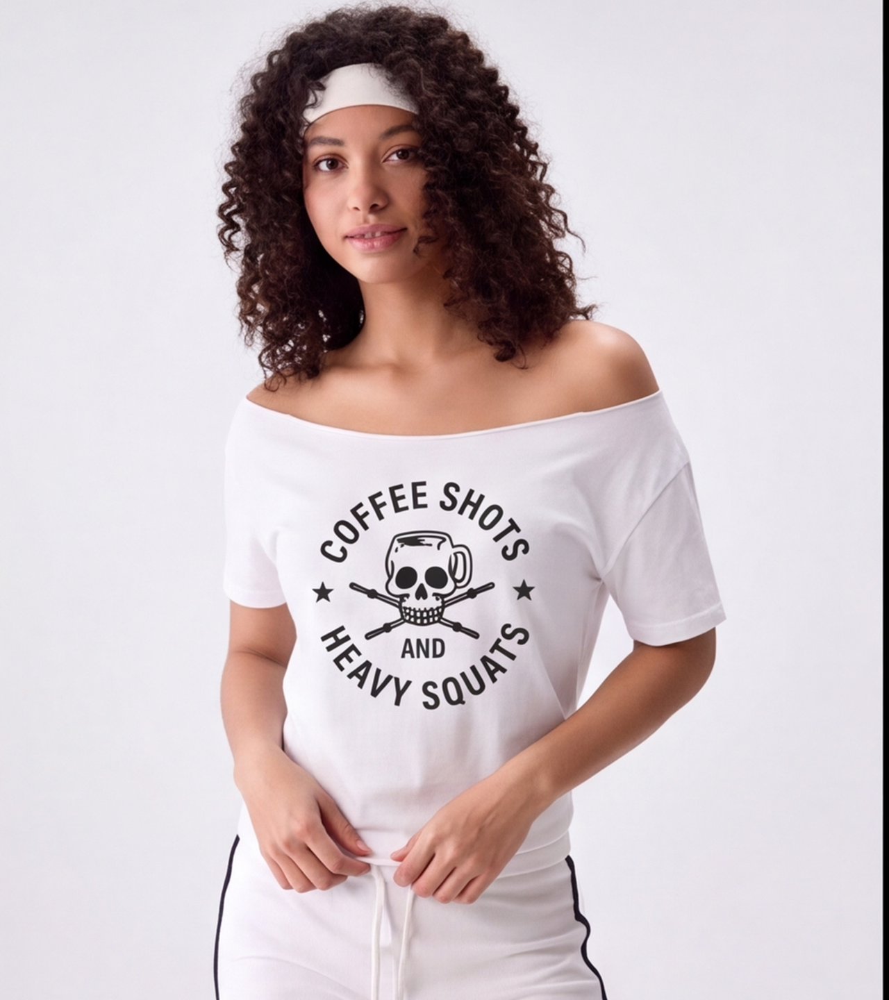 Women's oversized off shoulder coffee tshirt