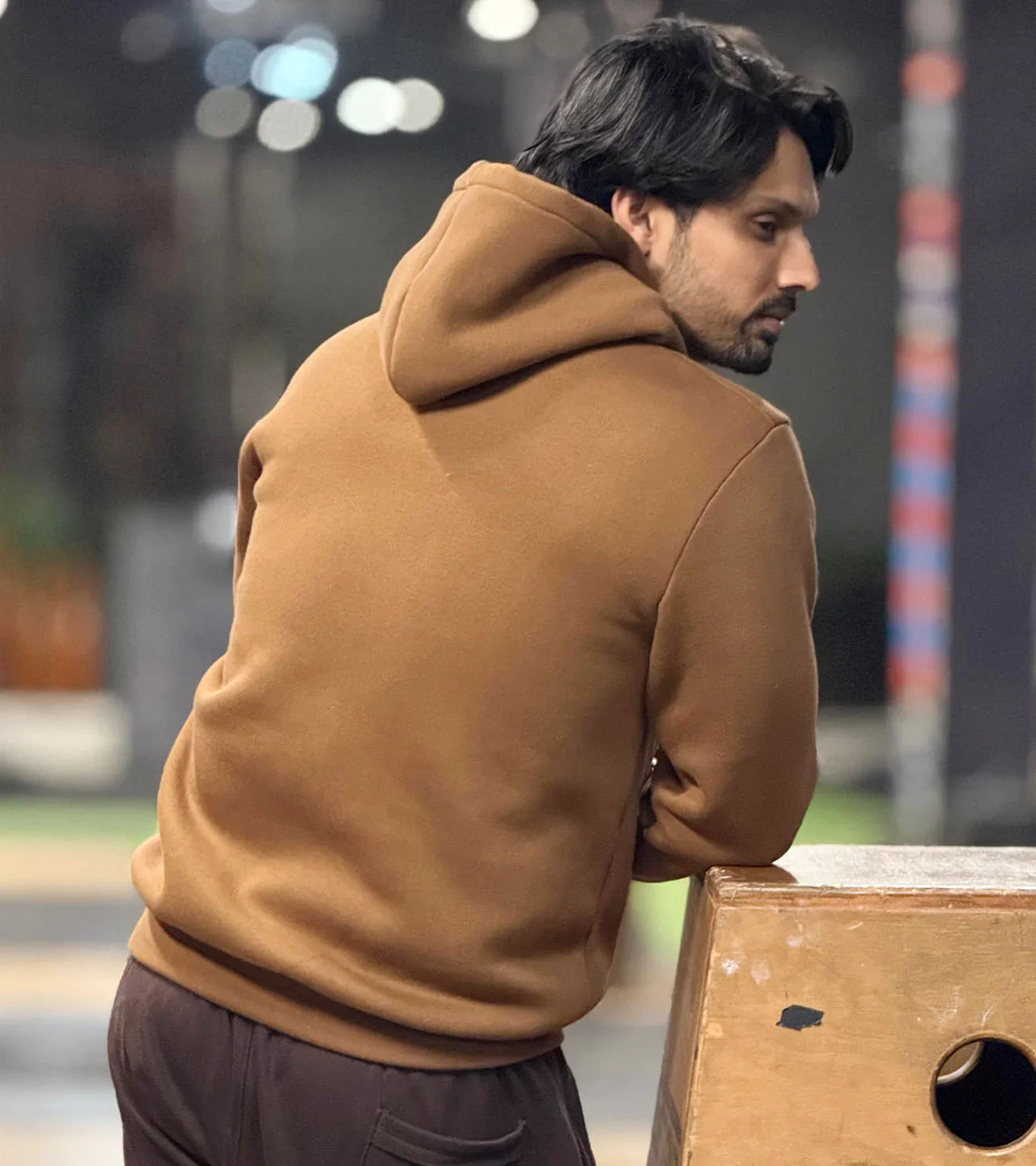 Men's Cotton Fleece oversized Hoodie (brown)