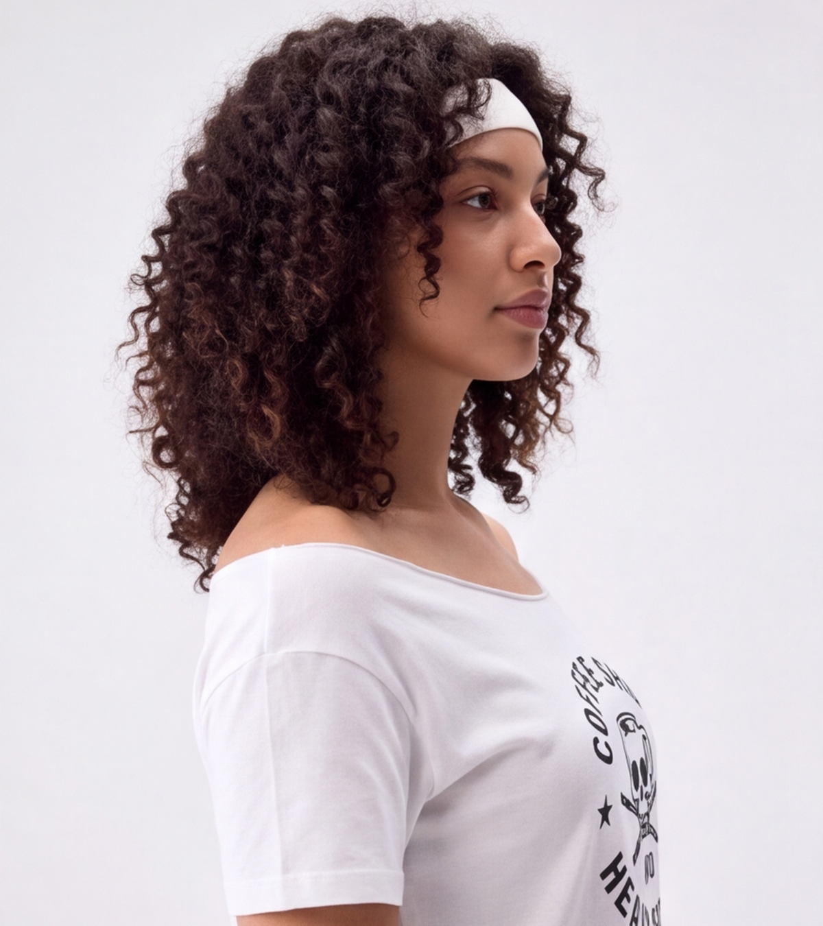 Women's oversized off shoulder coffee tshirt – image 5