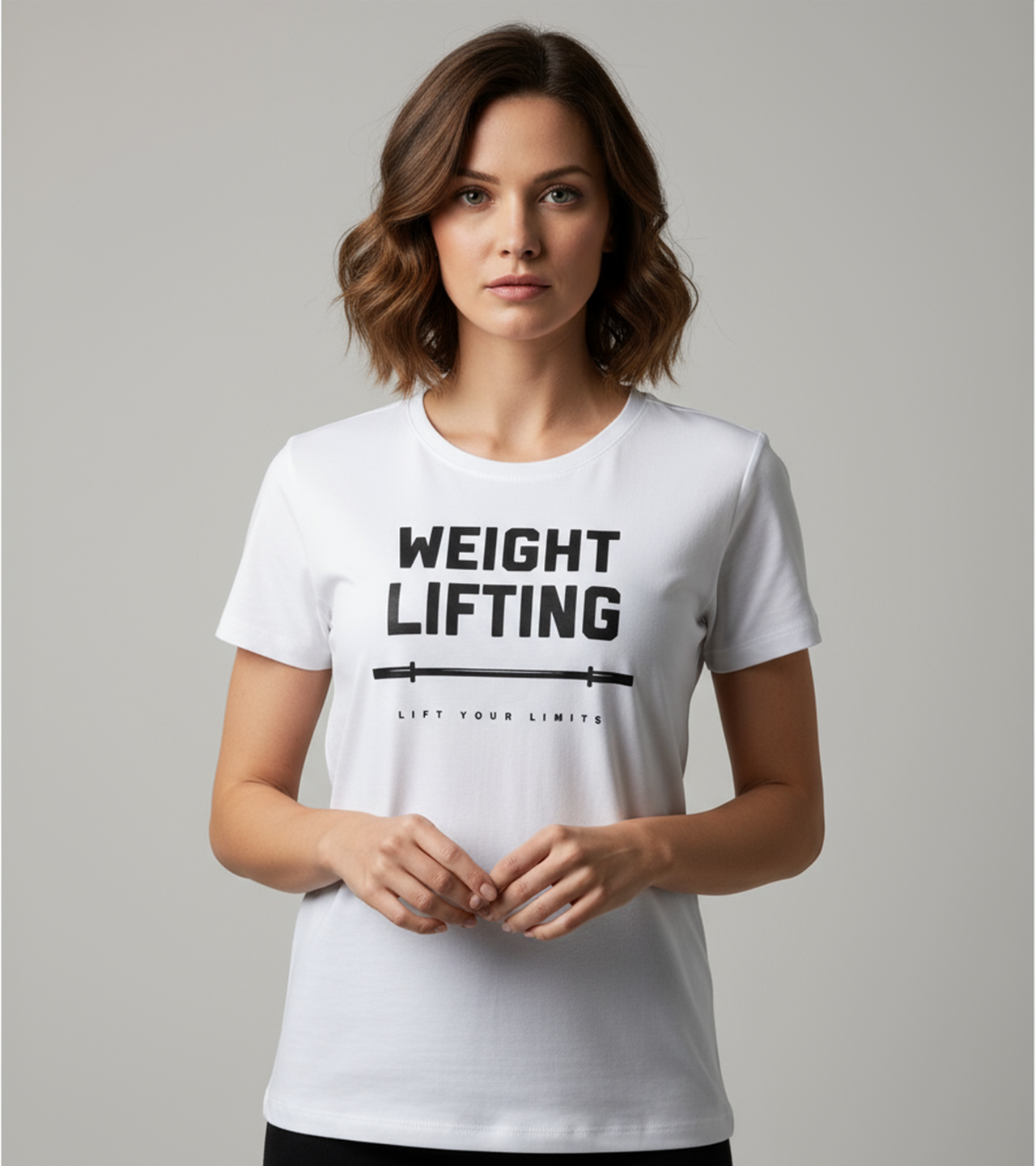 Women's White Weight Lifting T-shirt