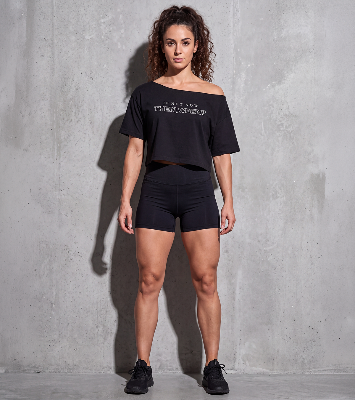 Women's Off-Shoulder THEN WHEN Crop T-Shirt – image 5