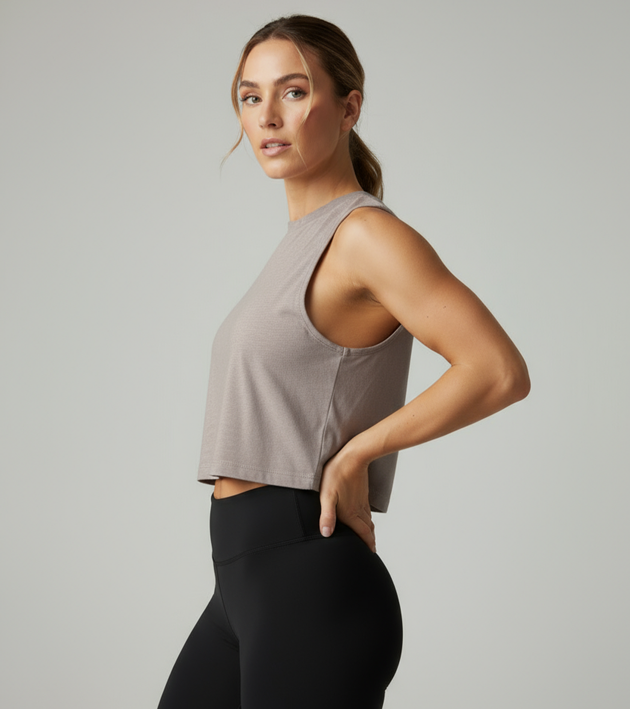 Women's crop muscle tank top Grey