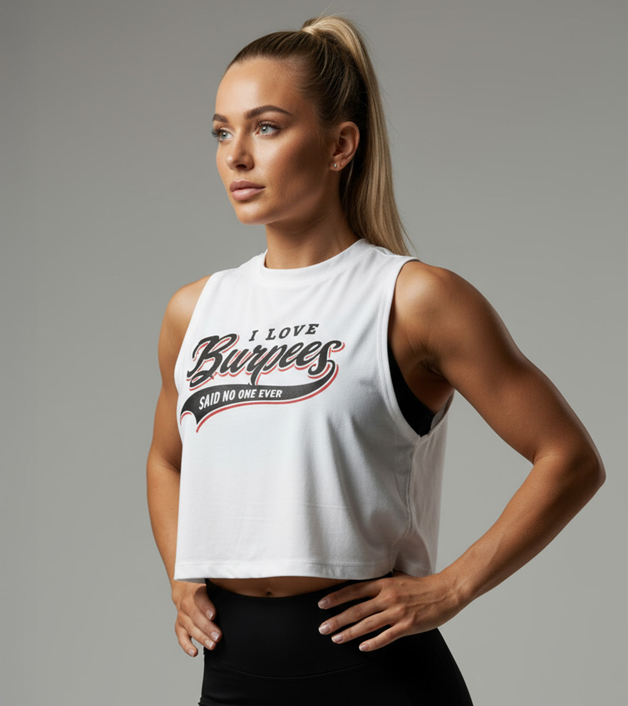 Women's Sleeveless Crop top (Burpees)