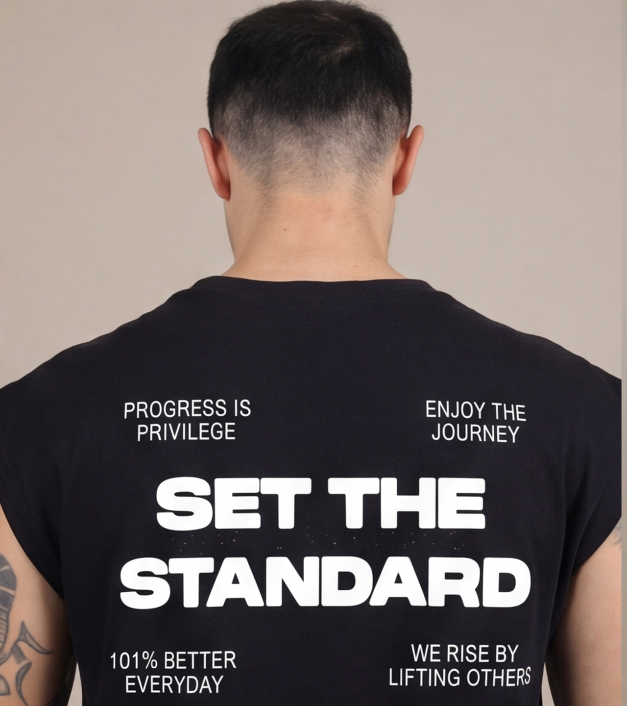 Men’s Sleeveless Set the standard training Tank – Black - wodarmour