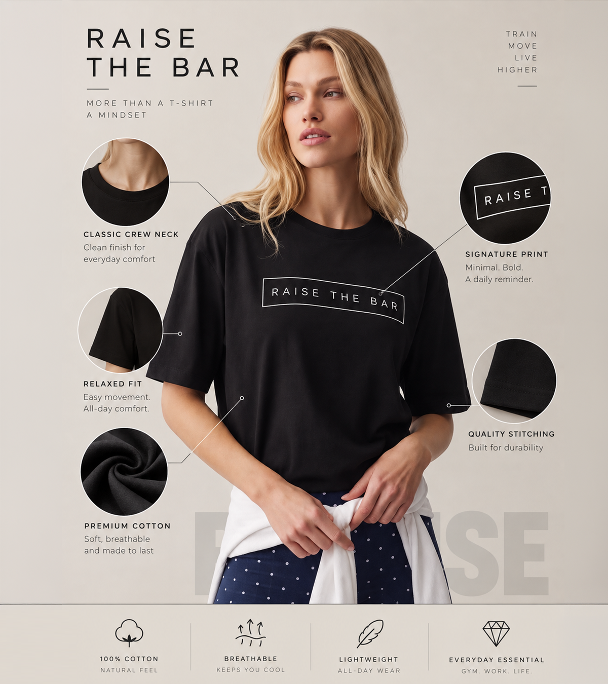 Women's RAISE THE BAR Oversized Tshirt – image 2