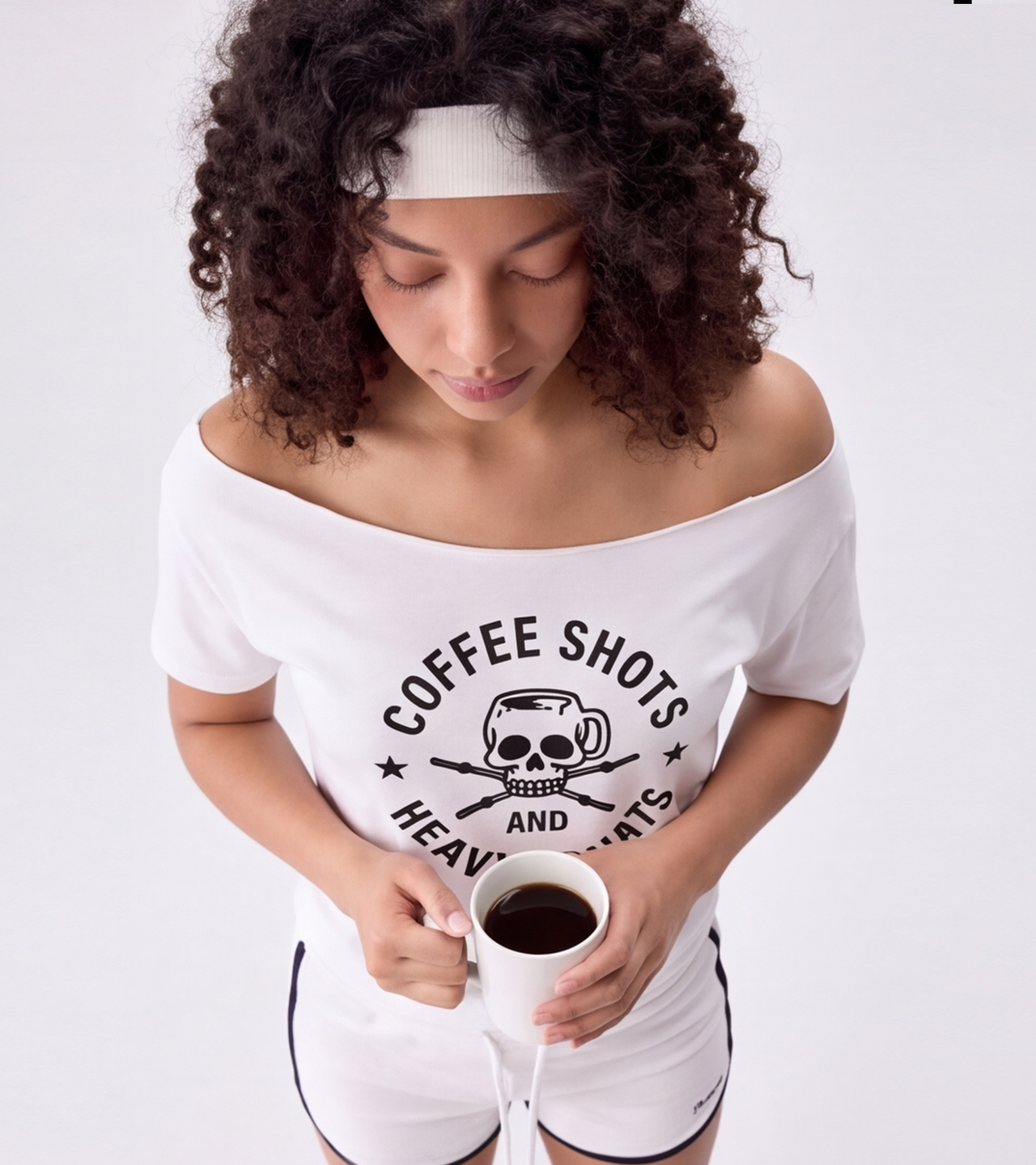 Women's oversized off shoulder coffee tshirt
