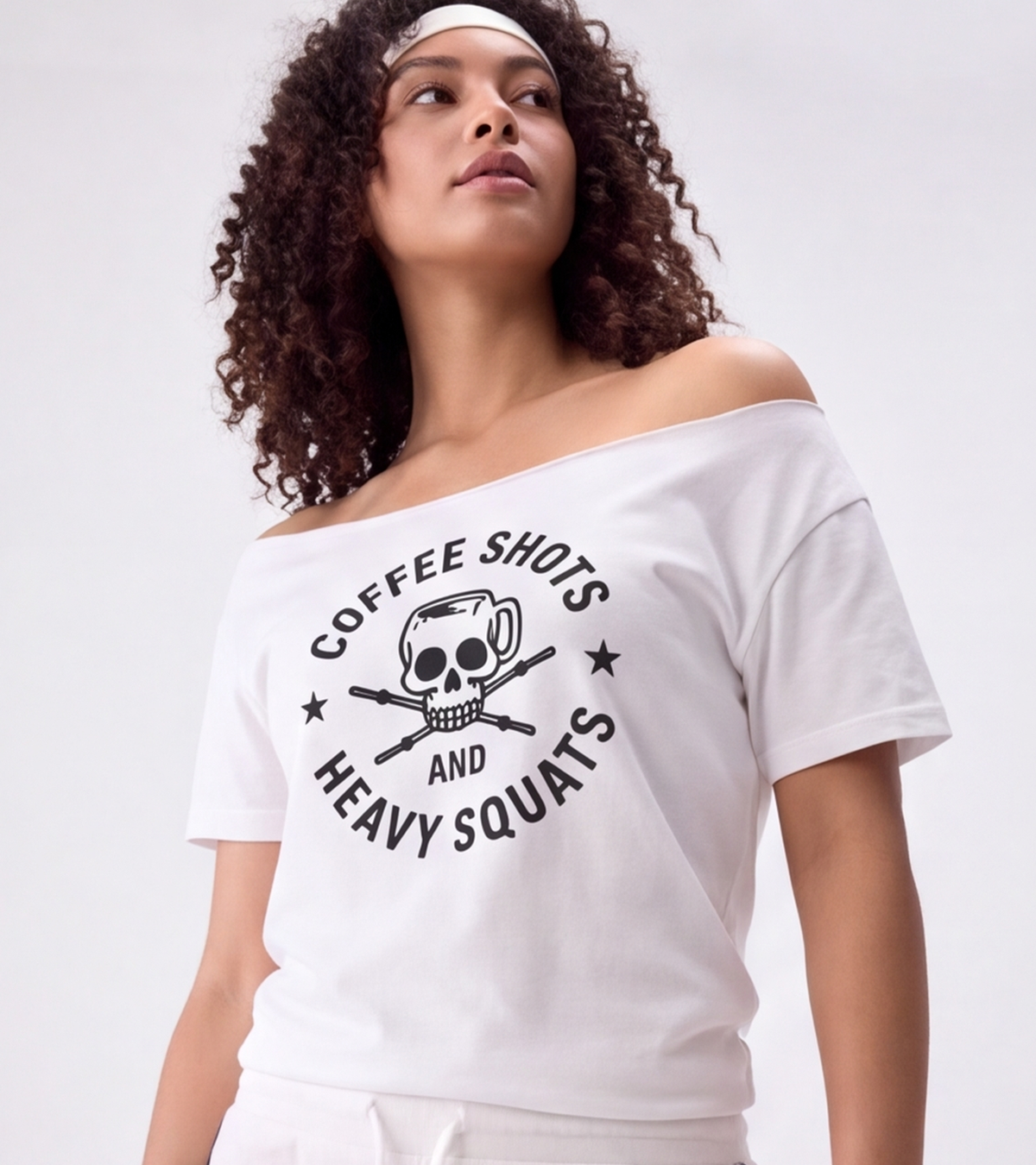 Women's oversized off shoulder coffee tshirt – image 3