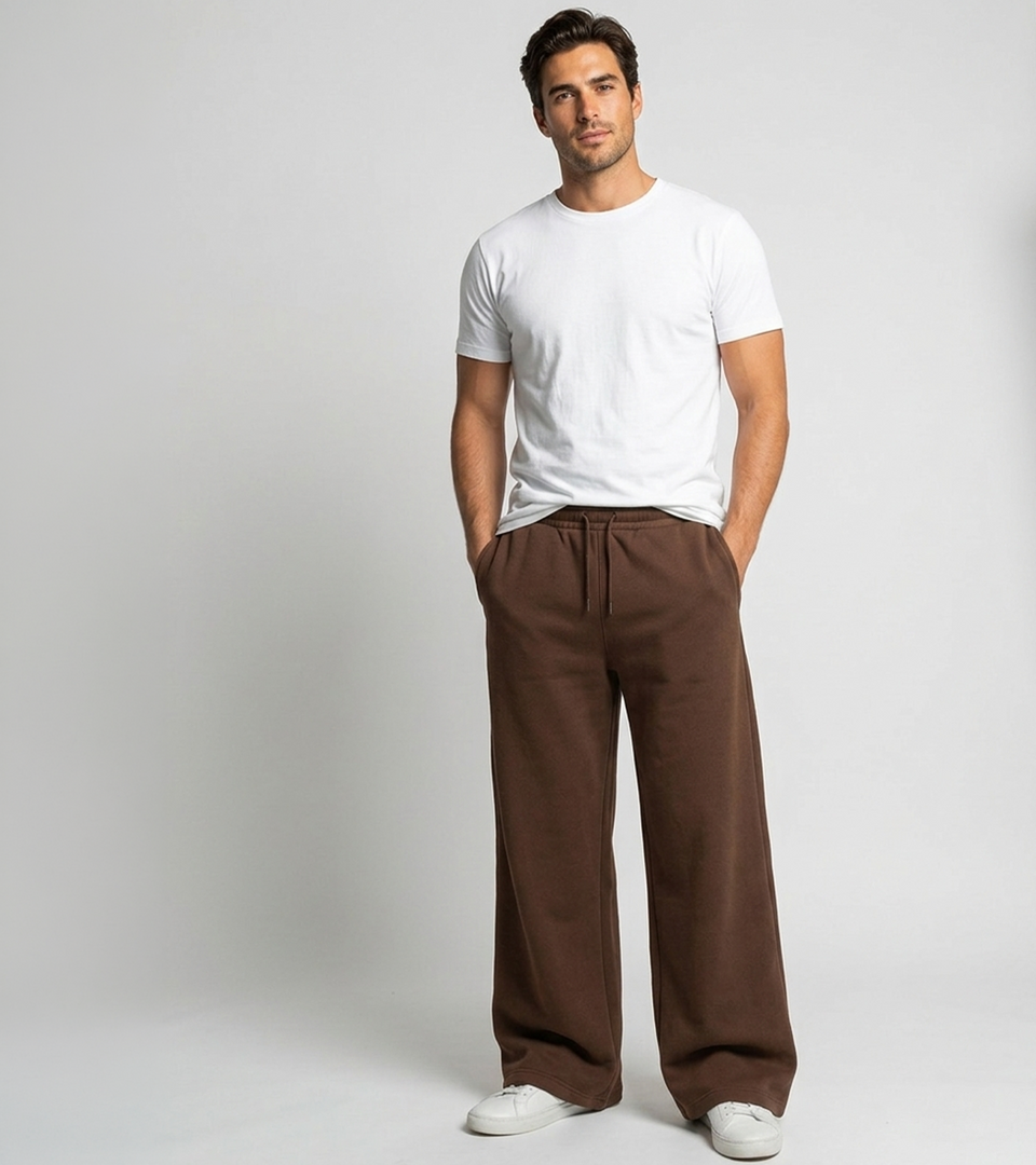 Men's Oversized Wide-Leg Fleece Sweatpants