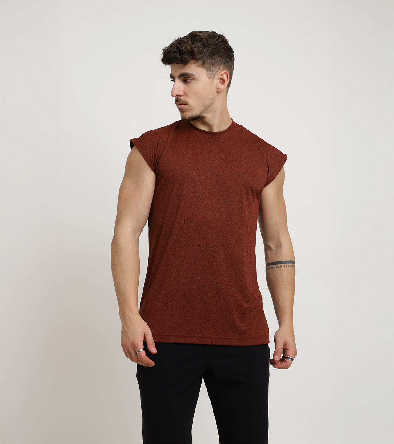 Oversize Muscle Tee – Rust Red