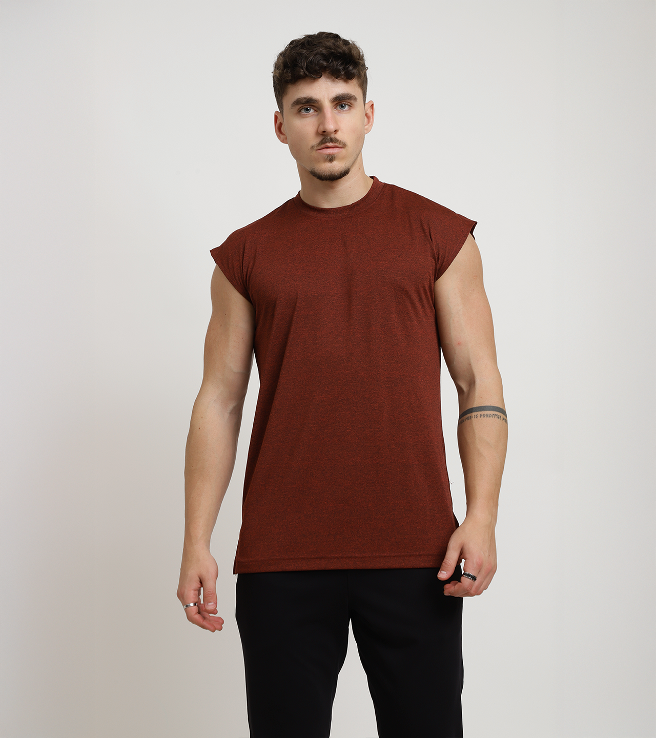 Oversize Muscle Tee – Rust Red
