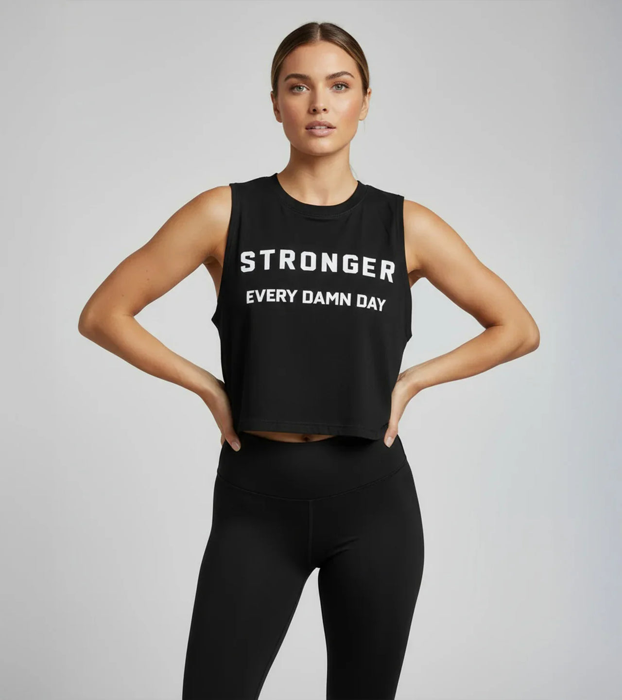 Women's 'Stronger' Crop Muscle Tank Top - wodarmour