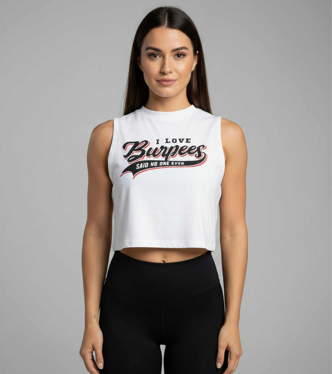 Women's Sleeveless Crop top (Burpees)