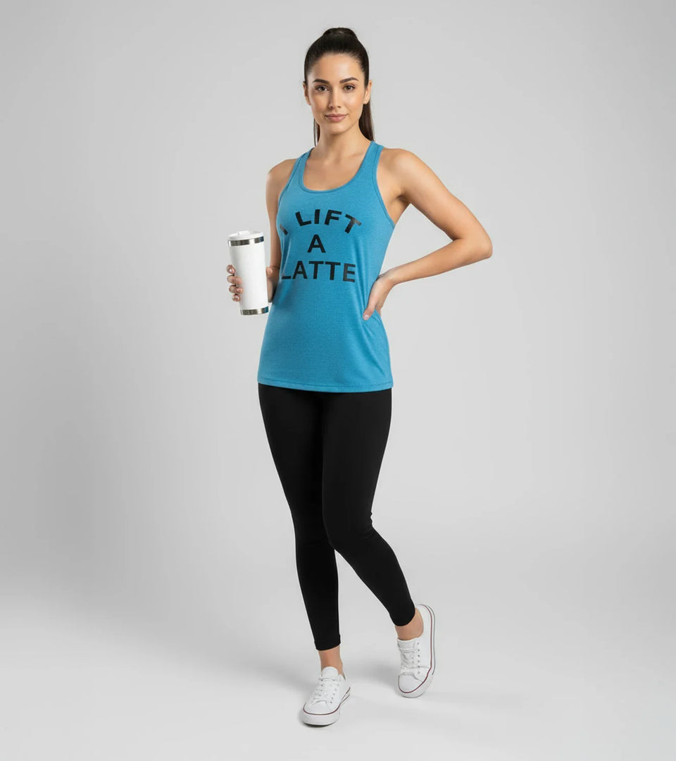 Women's  I Lift A Latte Tank Top (Turquoise blue)