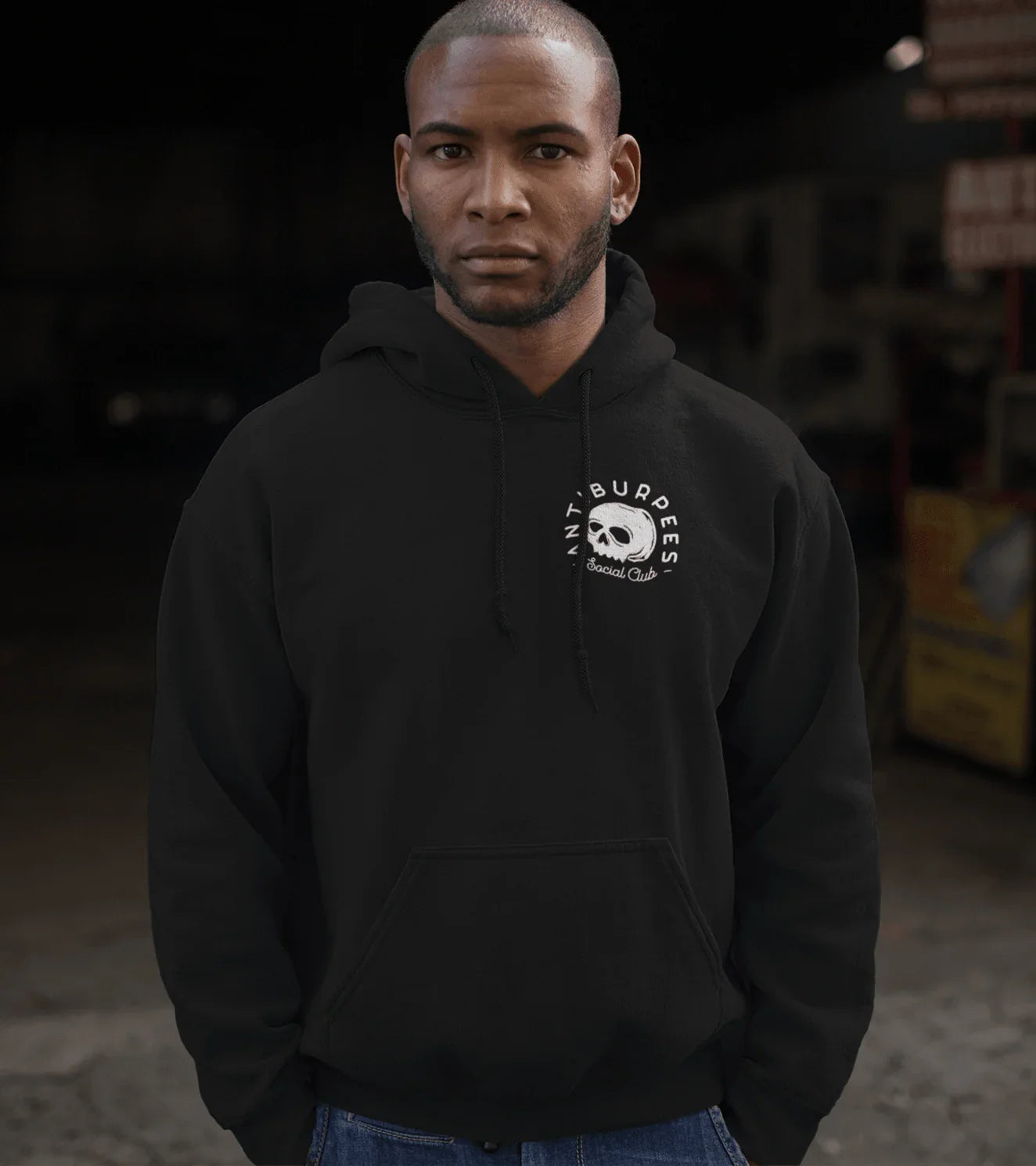 S Black Men's Anti Burpee Hoodie (Black)