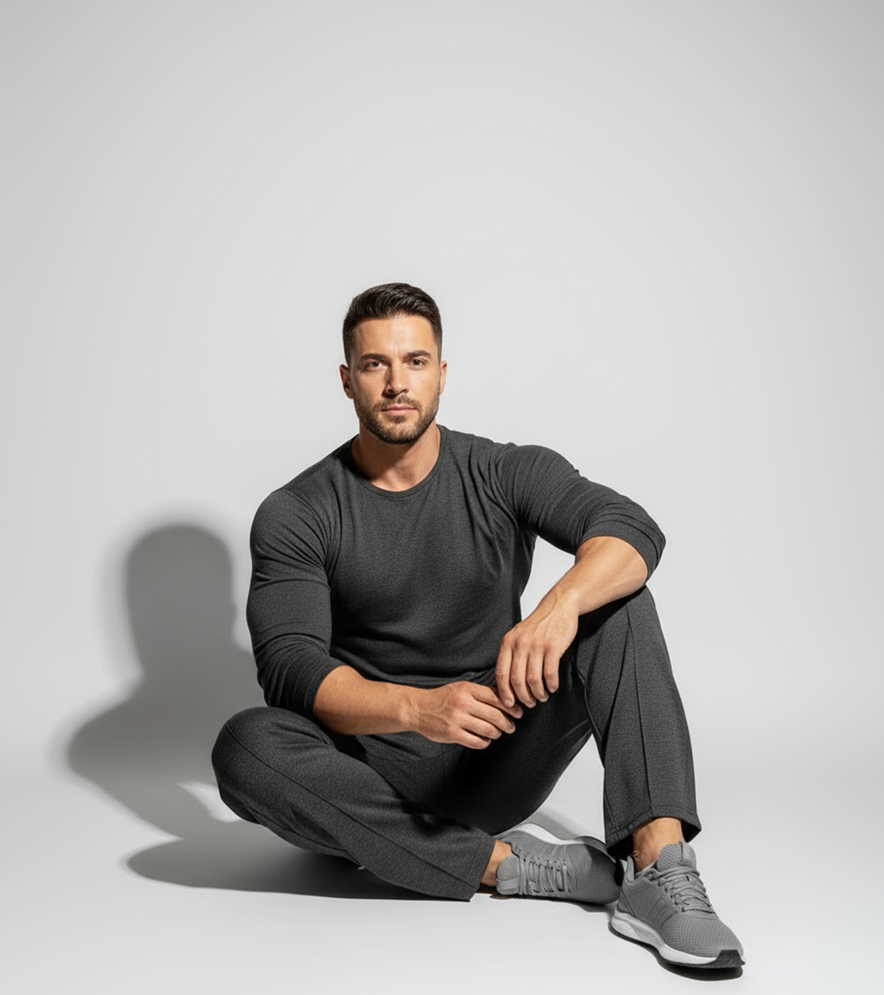 Men’s Cotton Terry Long Sleeve Tee - Dark Grey