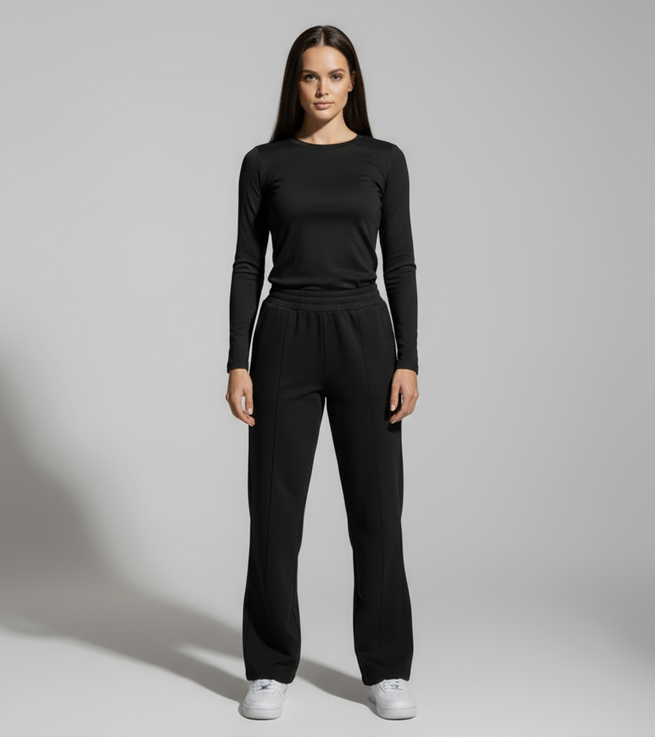 Women’s Cotton Terry Long Sleeve T-shirt – Black