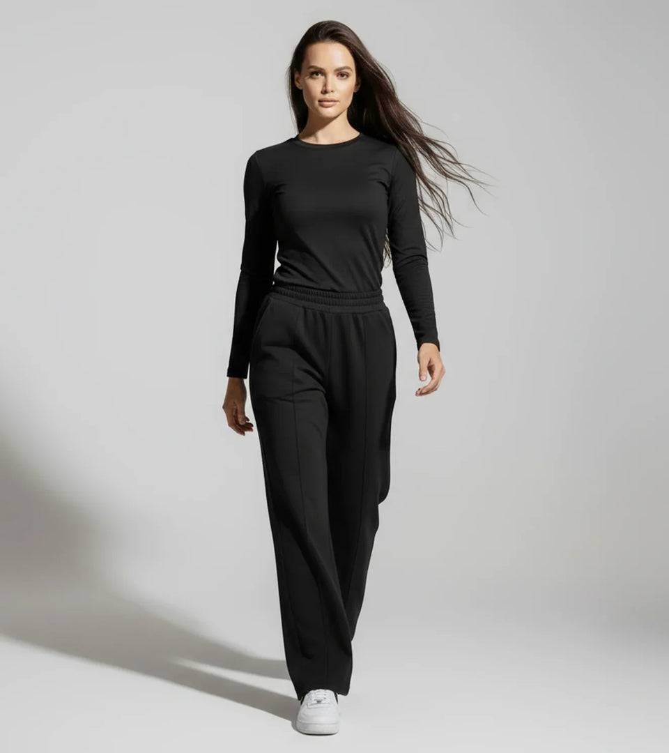 Women's Essential Pintuck Straight-Fit Pants - Black