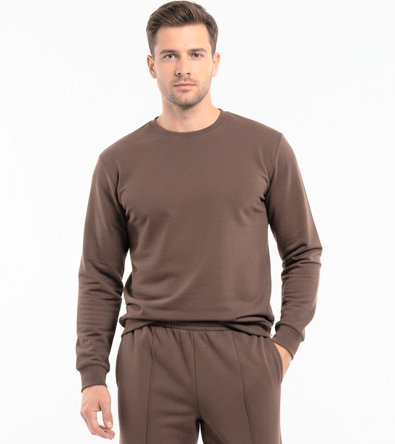 Menβs Essential Performance Sweatshirt β Chocolate Brown