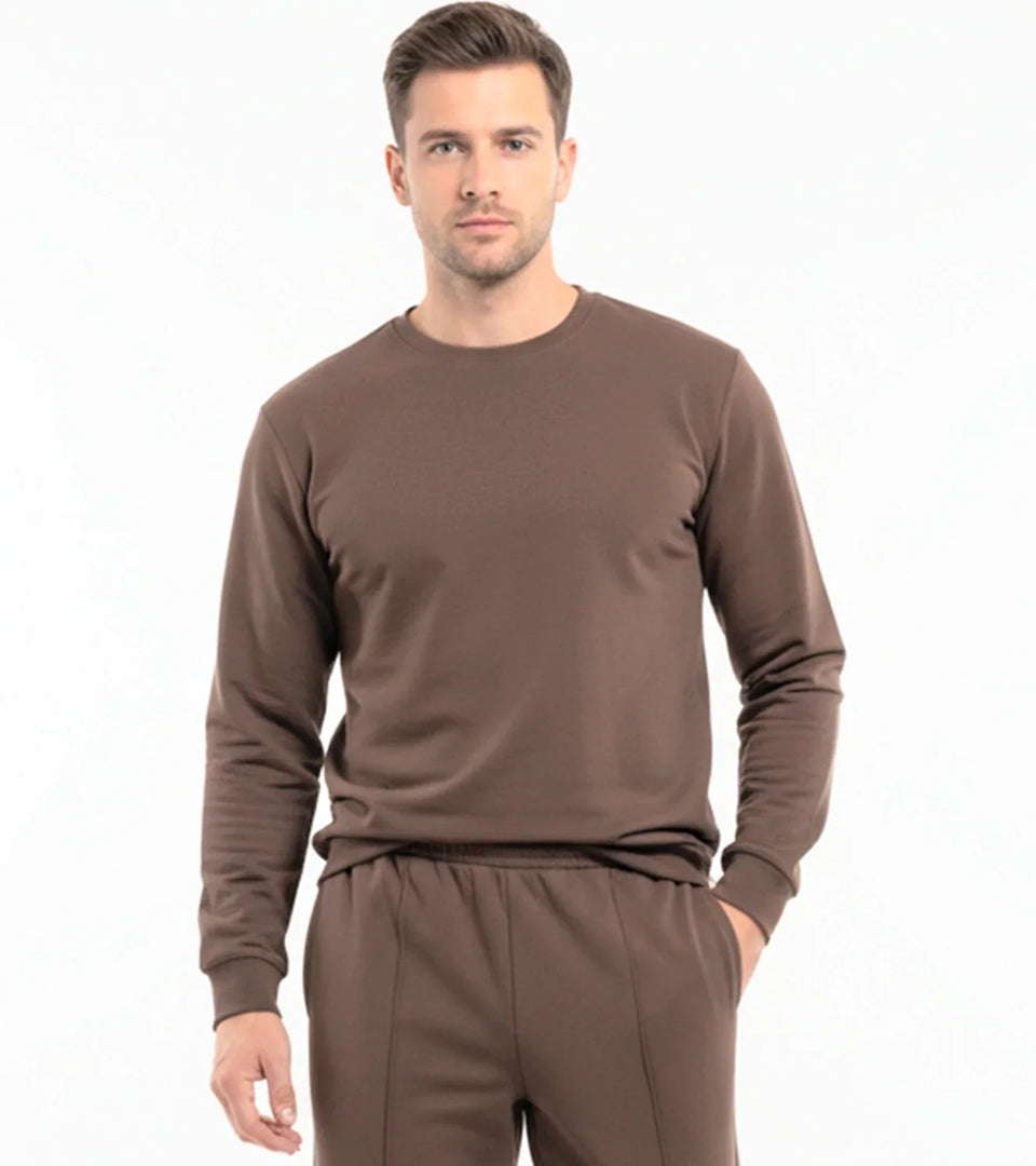 Men’s Essential Performance Sweatshirt – Chocolate Brown