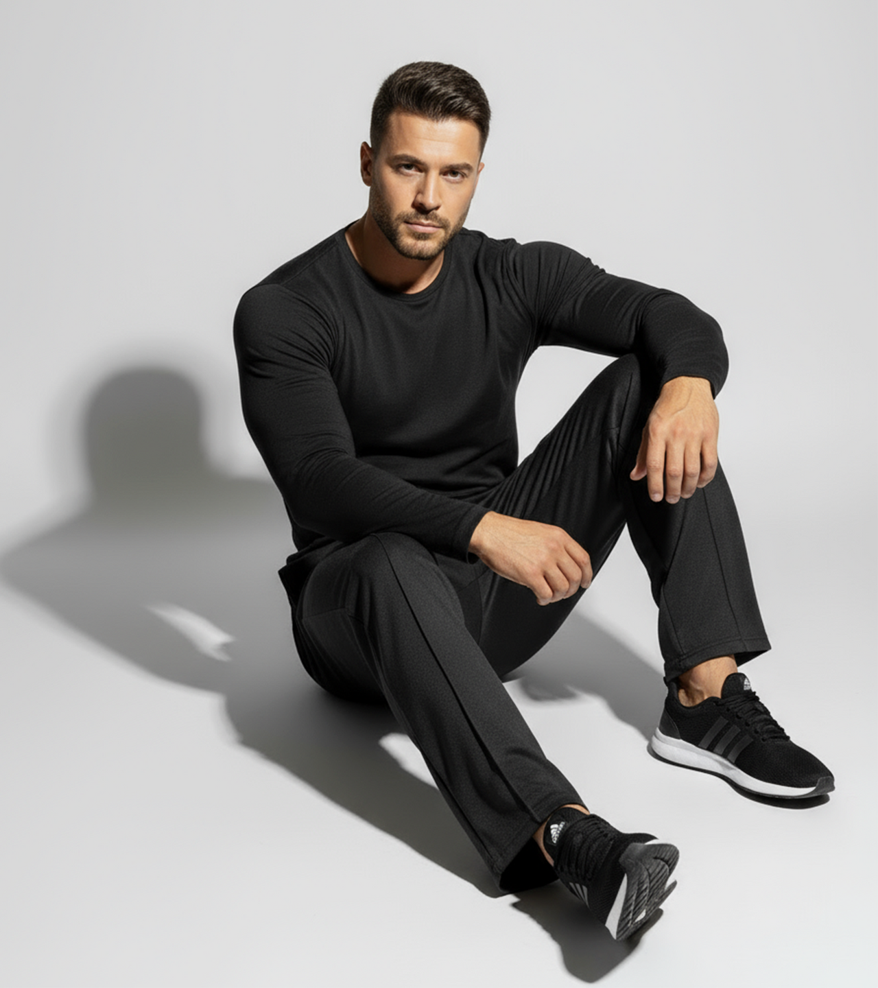 Men’s Cotton Terry Long Sleeve Tee - Black