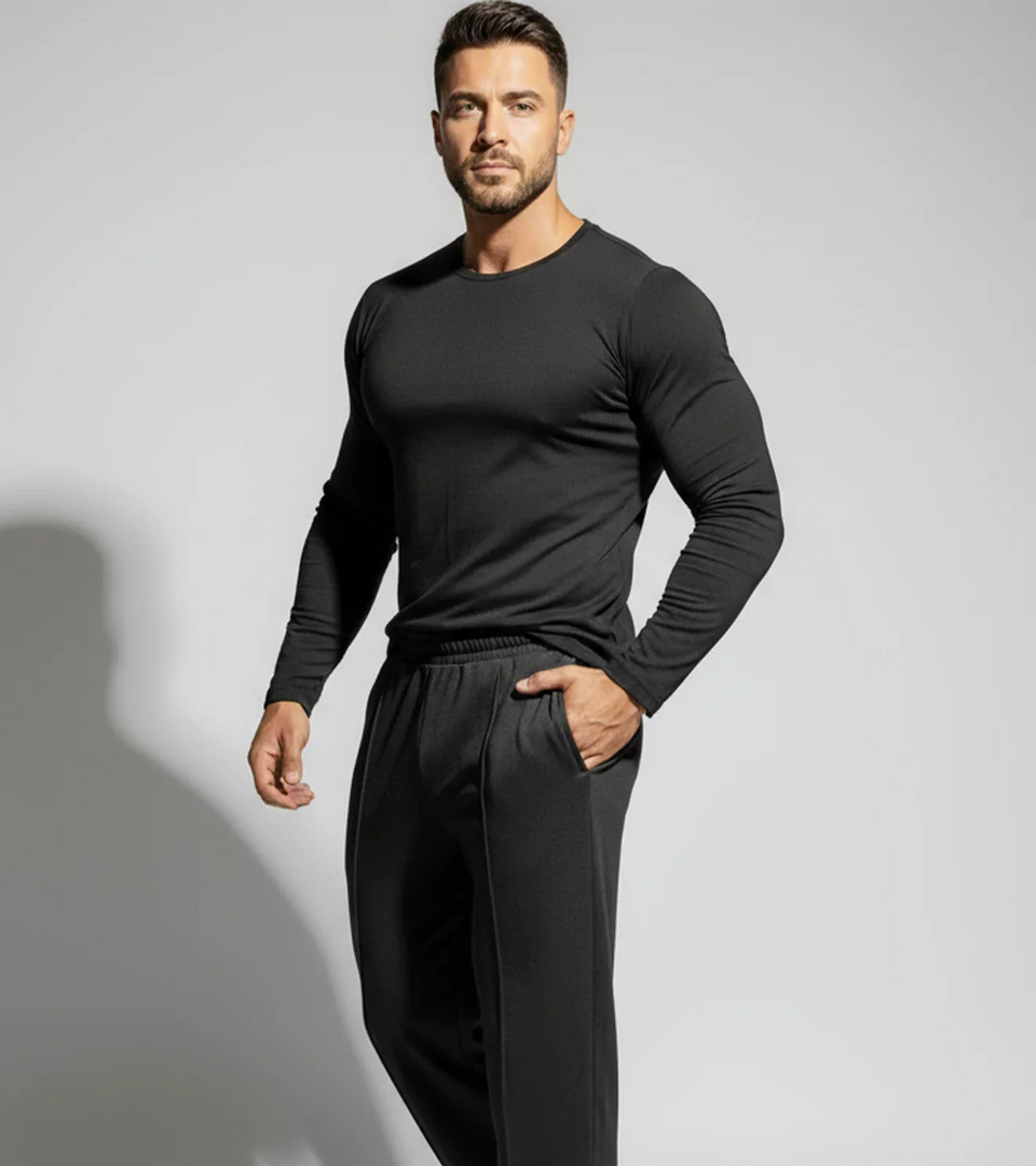 Men’s Cotton Terry Long Sleeve Tee - Black