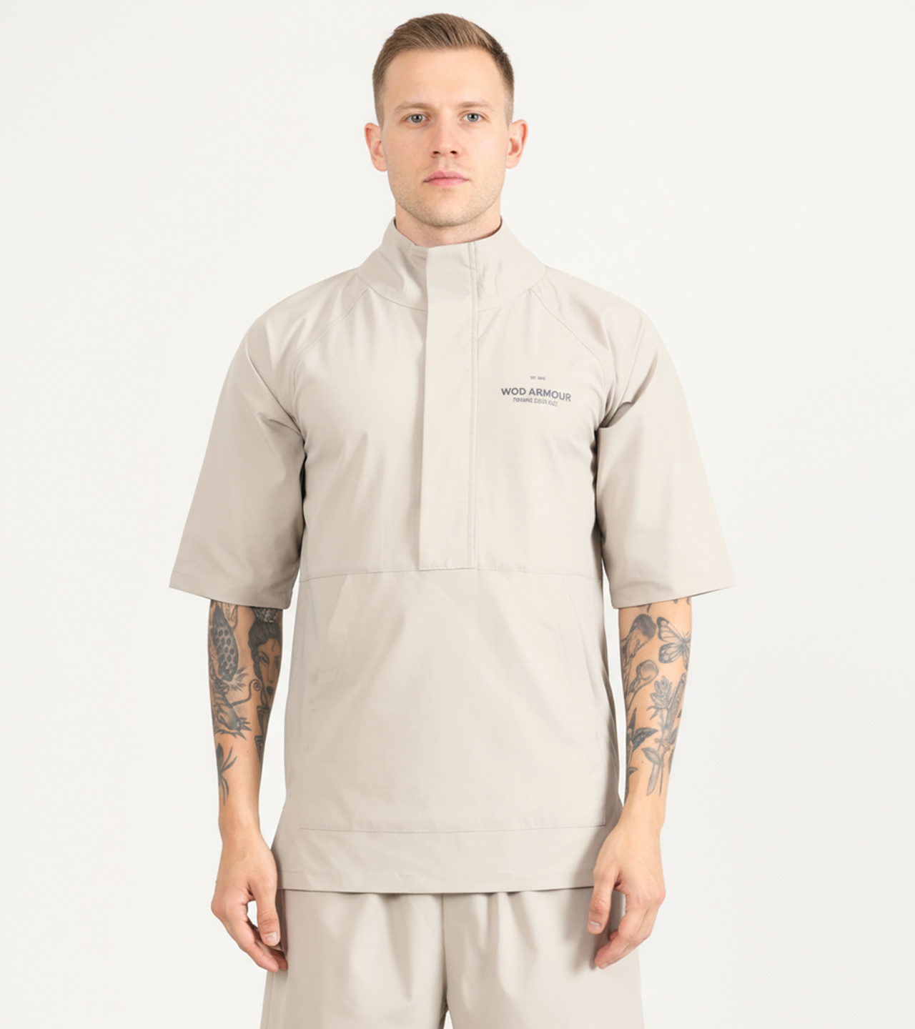 Menβs Half-Zip Training Jacket β Sand Beige