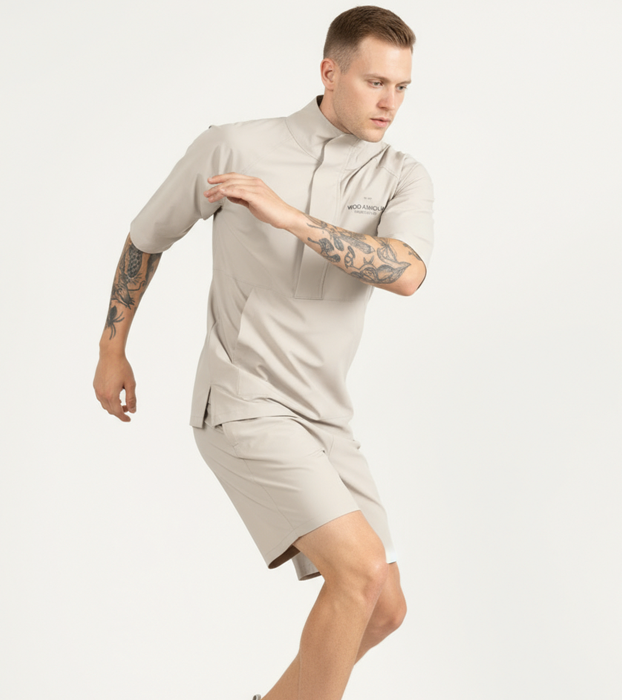 Menβs Half-Zip Training Jacket β Sand Beige